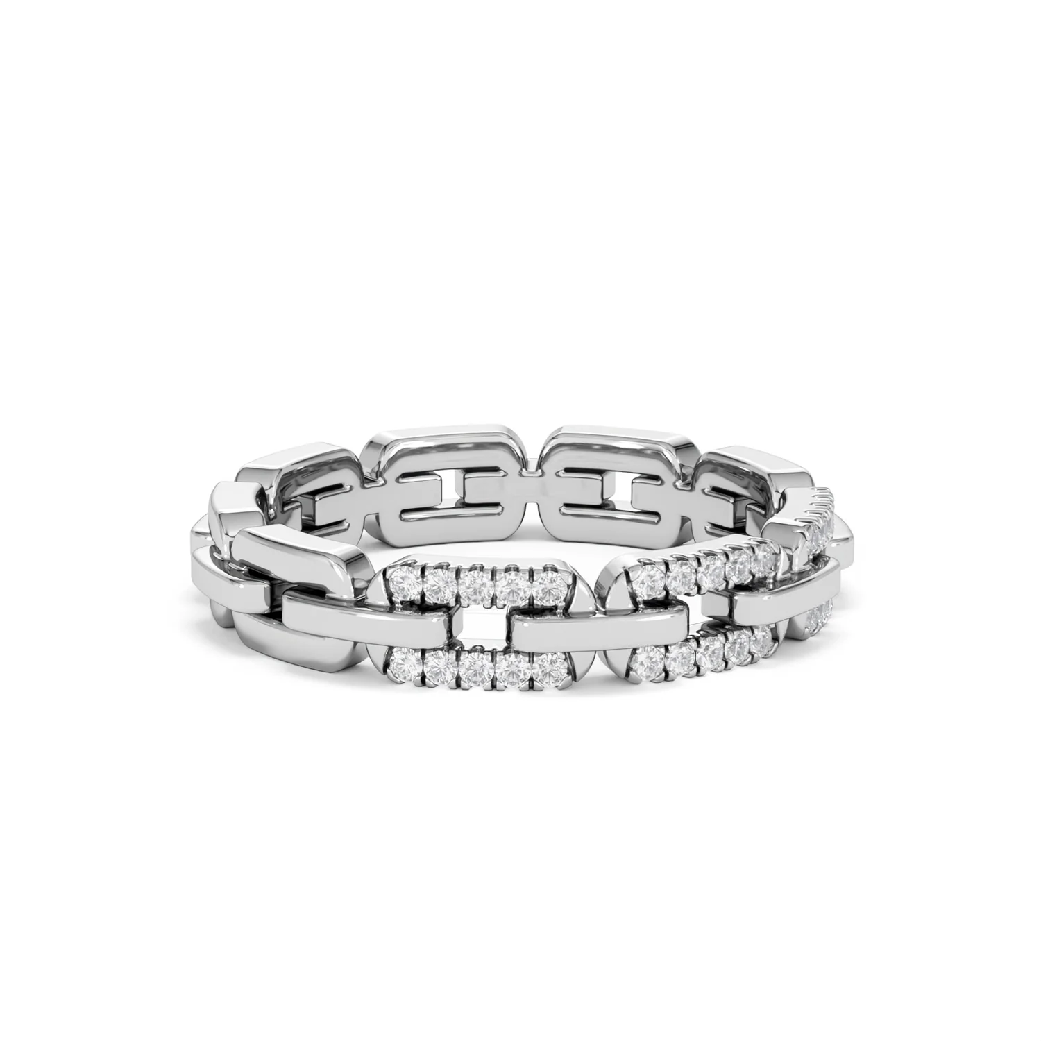 Lab Diamond Chain Link Ring 0.14ct in 925 Silver - Image 19