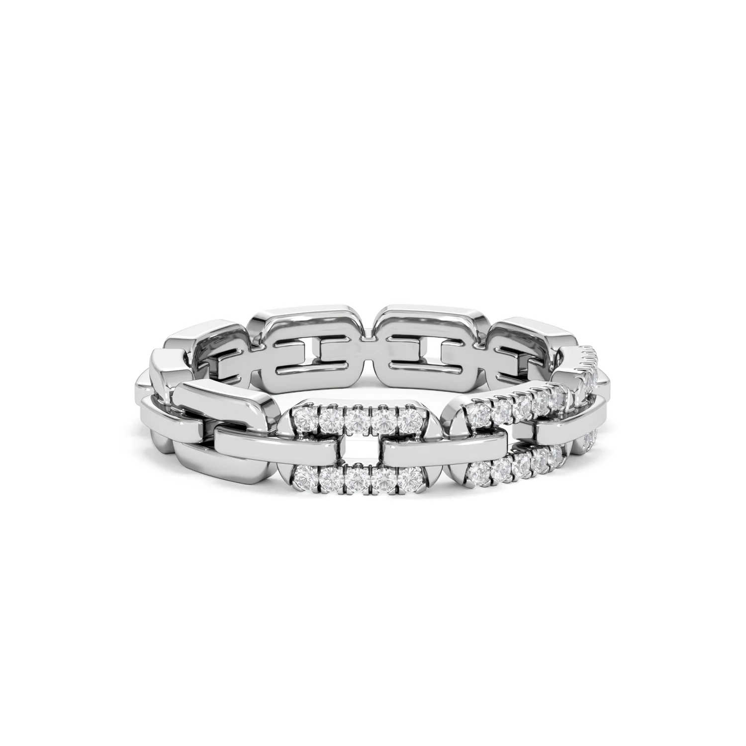 Lab Diamond Chain Link Ring 0.14ct in 925 Silver - Image 20