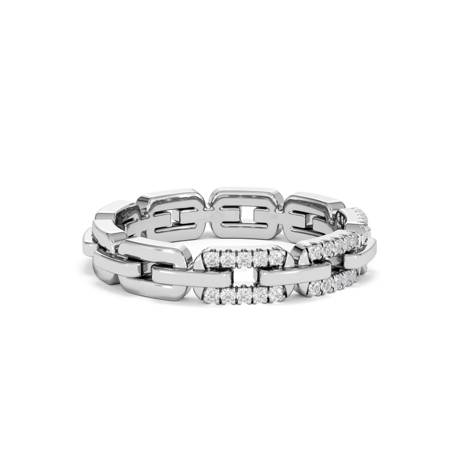 Lab Diamond Chain Link Ring 0.14ct in 925 Silver - Image 22