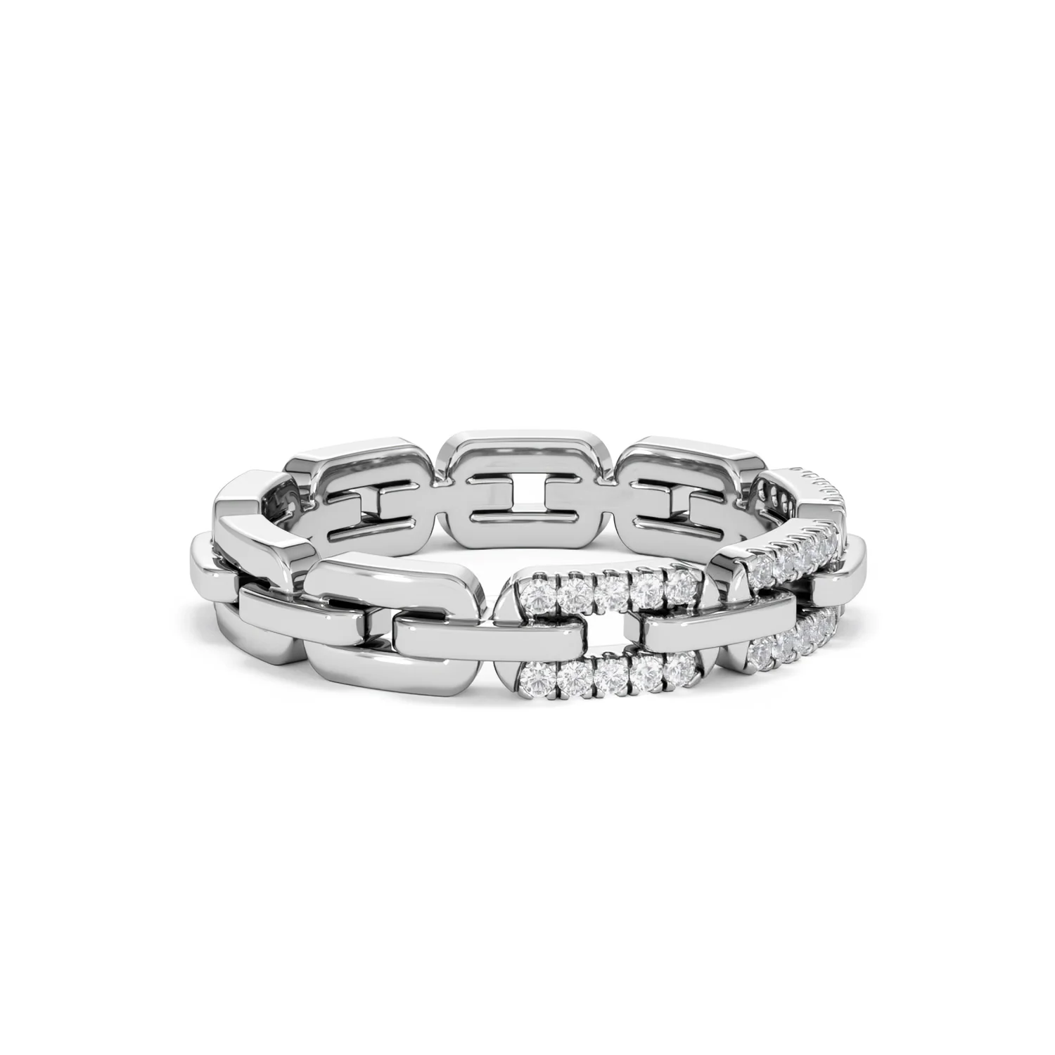 Lab Diamond Chain Link Ring 0.14ct in 925 Silver - Image 24