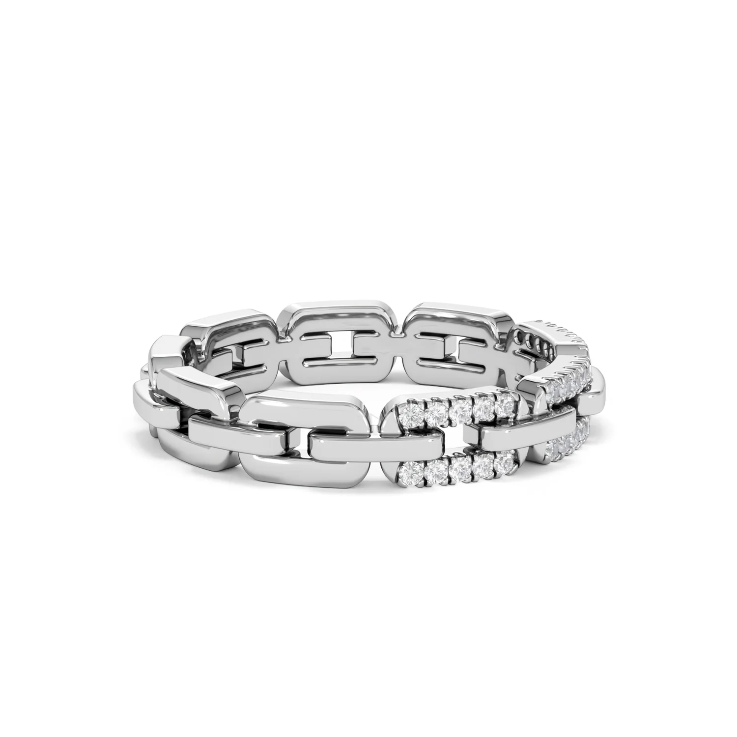 Lab Diamond Chain Link Ring 0.14ct in 925 Silver - Image 26