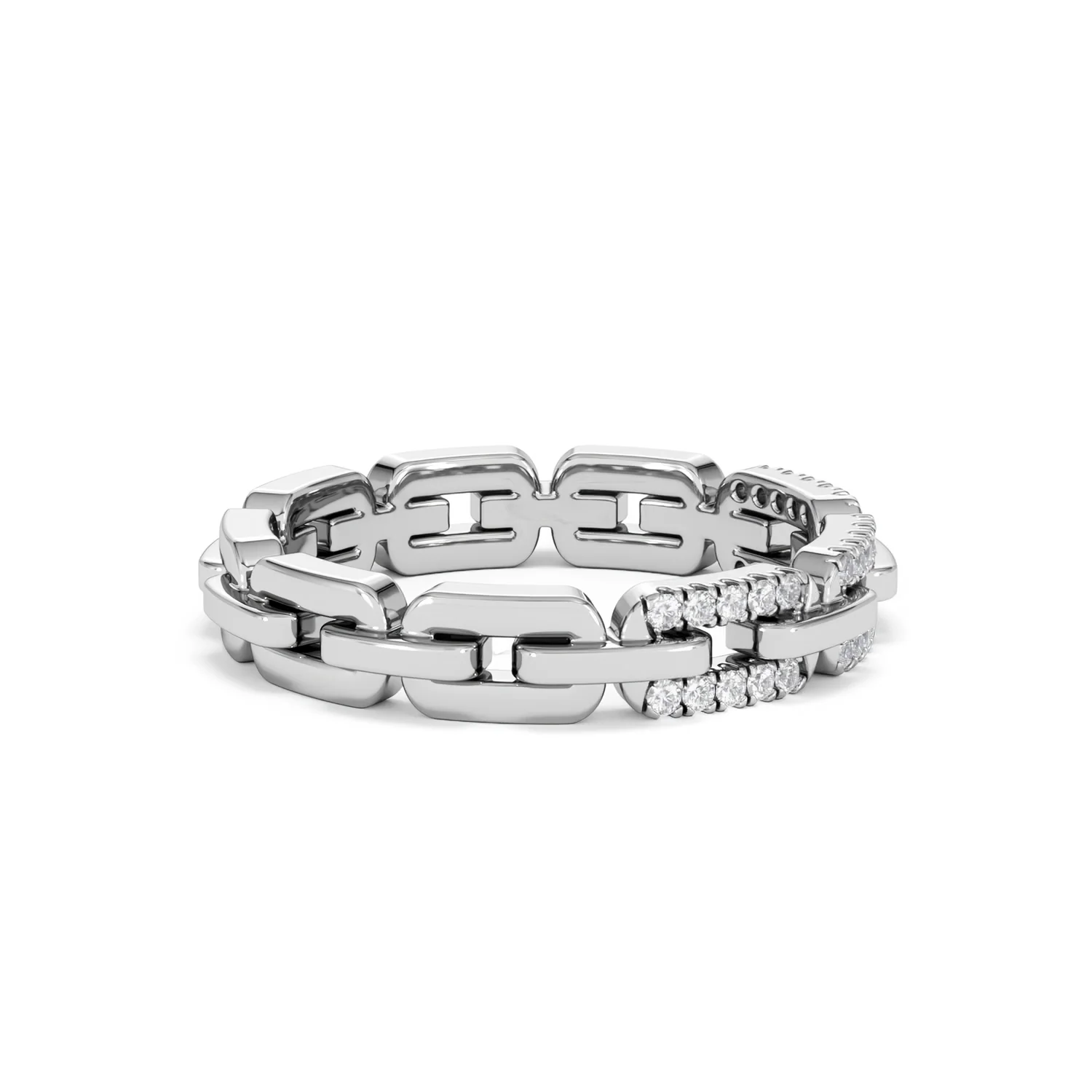 Lab Diamond Chain Link Ring 0.14ct in 925 Silver - Image 28