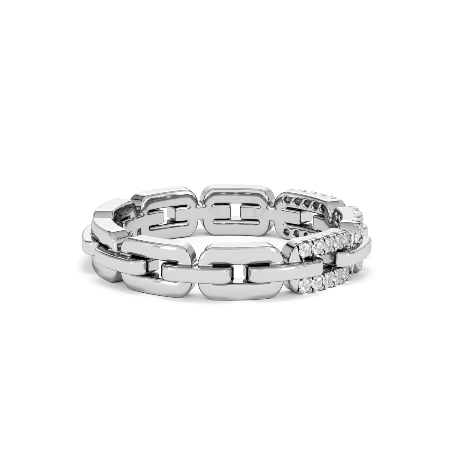 Lab Diamond Chain Link Ring 0.14ct in 925 Silver - Image 31