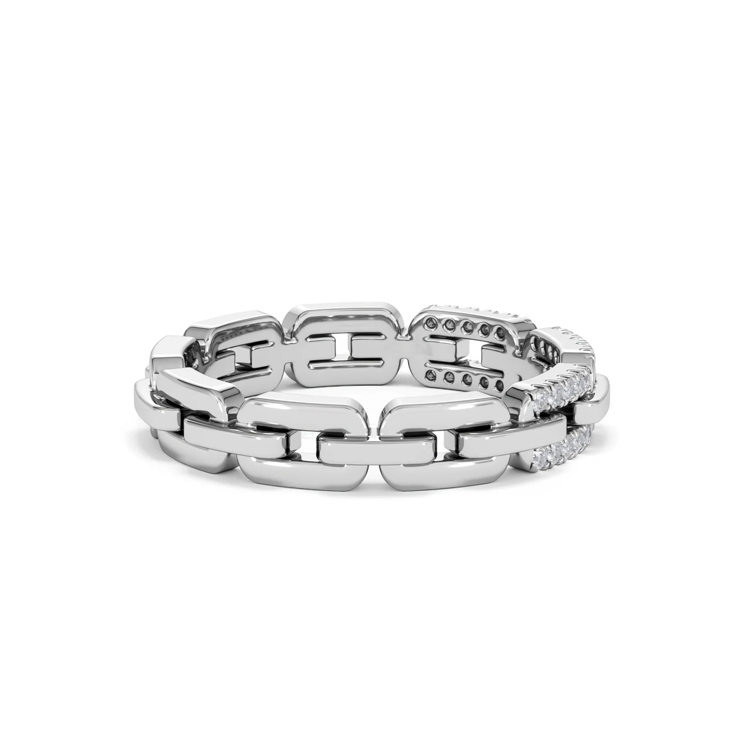 Lab Diamond Chain Link Ring 0.14ct in 925 Silver - Image 34