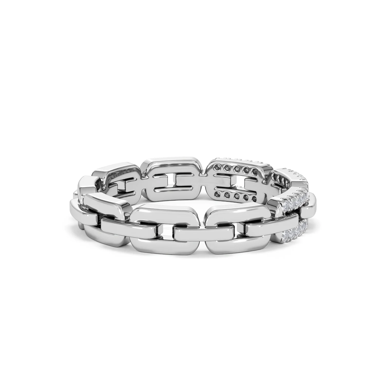 Lab Diamond Chain Link Ring 0.14ct in 925 Silver - Image 35