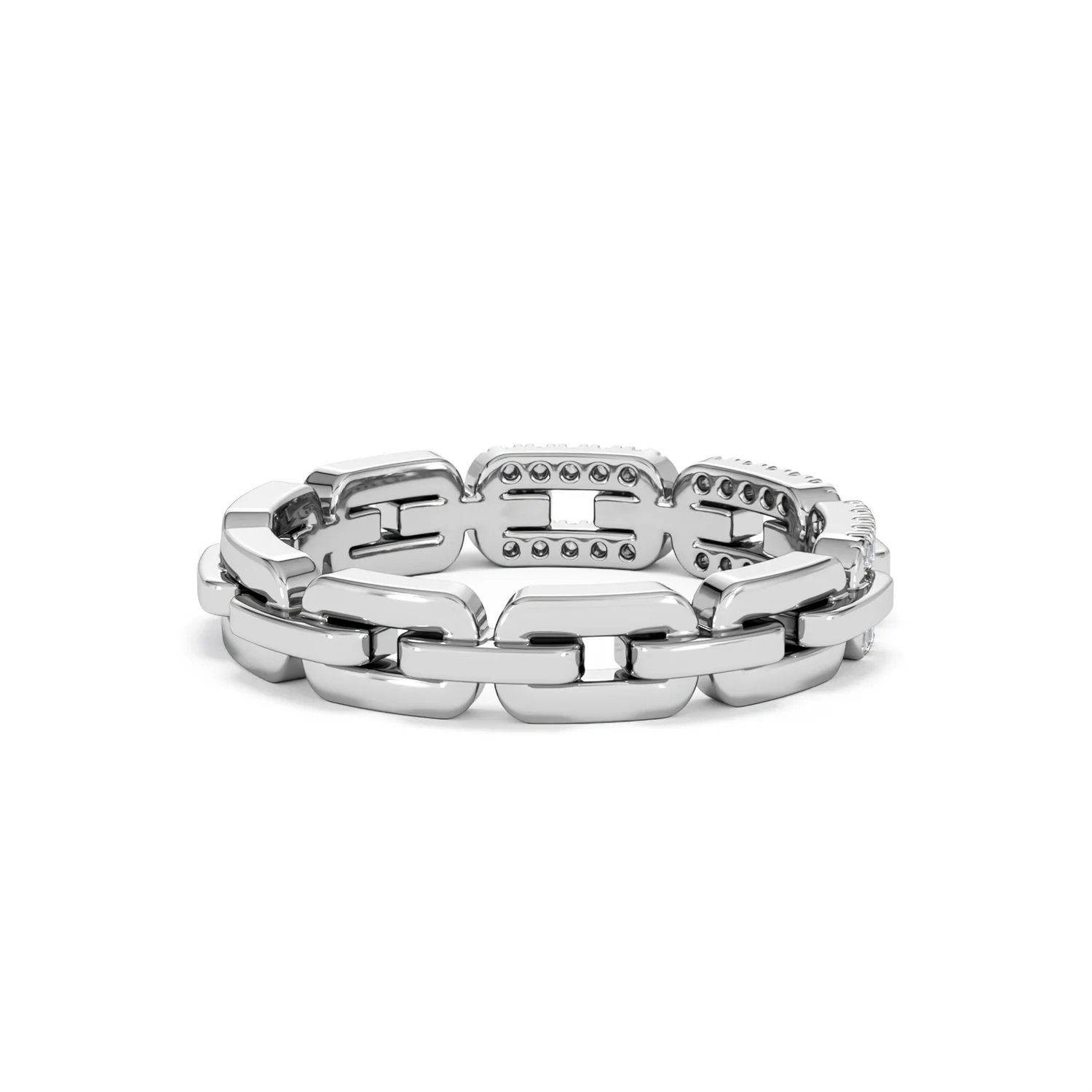 Lab Diamond Chain Link Ring 0.14ct in 925 Silver - Image 40