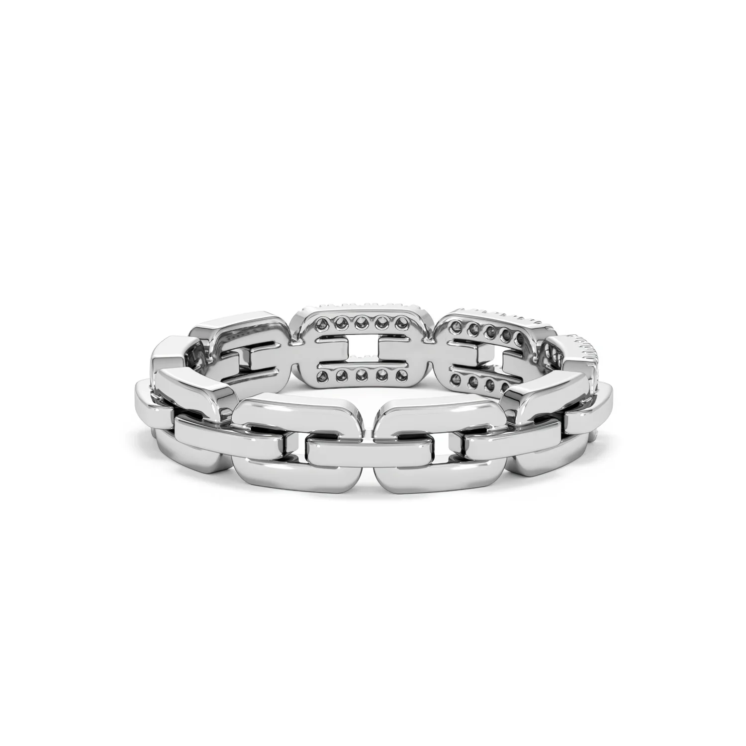 Lab Diamond Chain Link Ring 0.14ct in 925 Silver - Image 42
