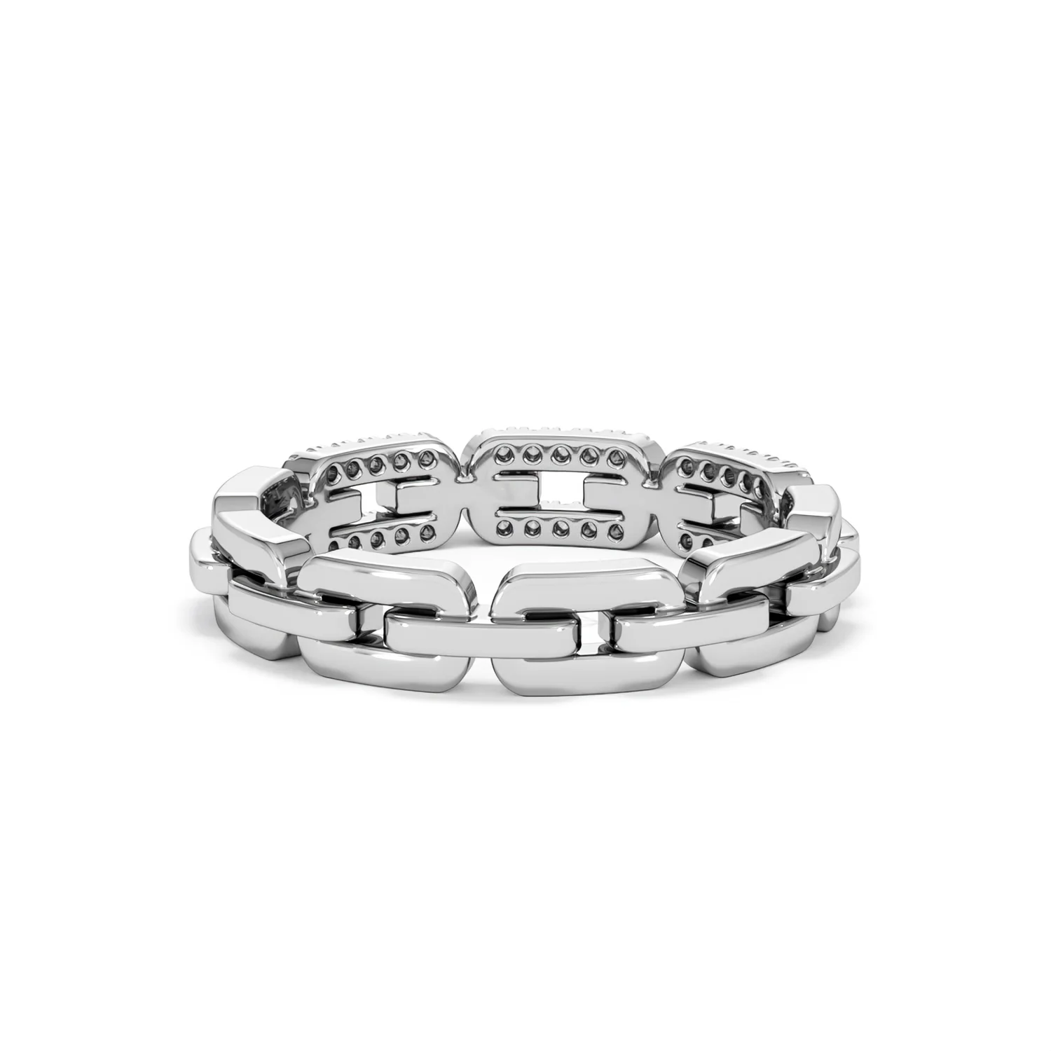 Lab Diamond Chain Link Ring 0.14ct in 925 Silver - Image 49
