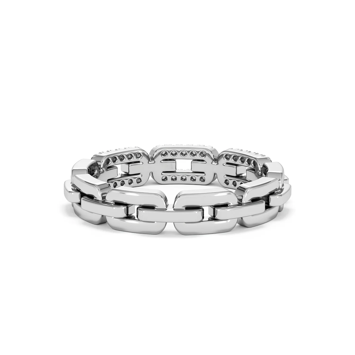 Lab Diamond Chain Link Ring 0.14ct in 925 Silver - Image 50