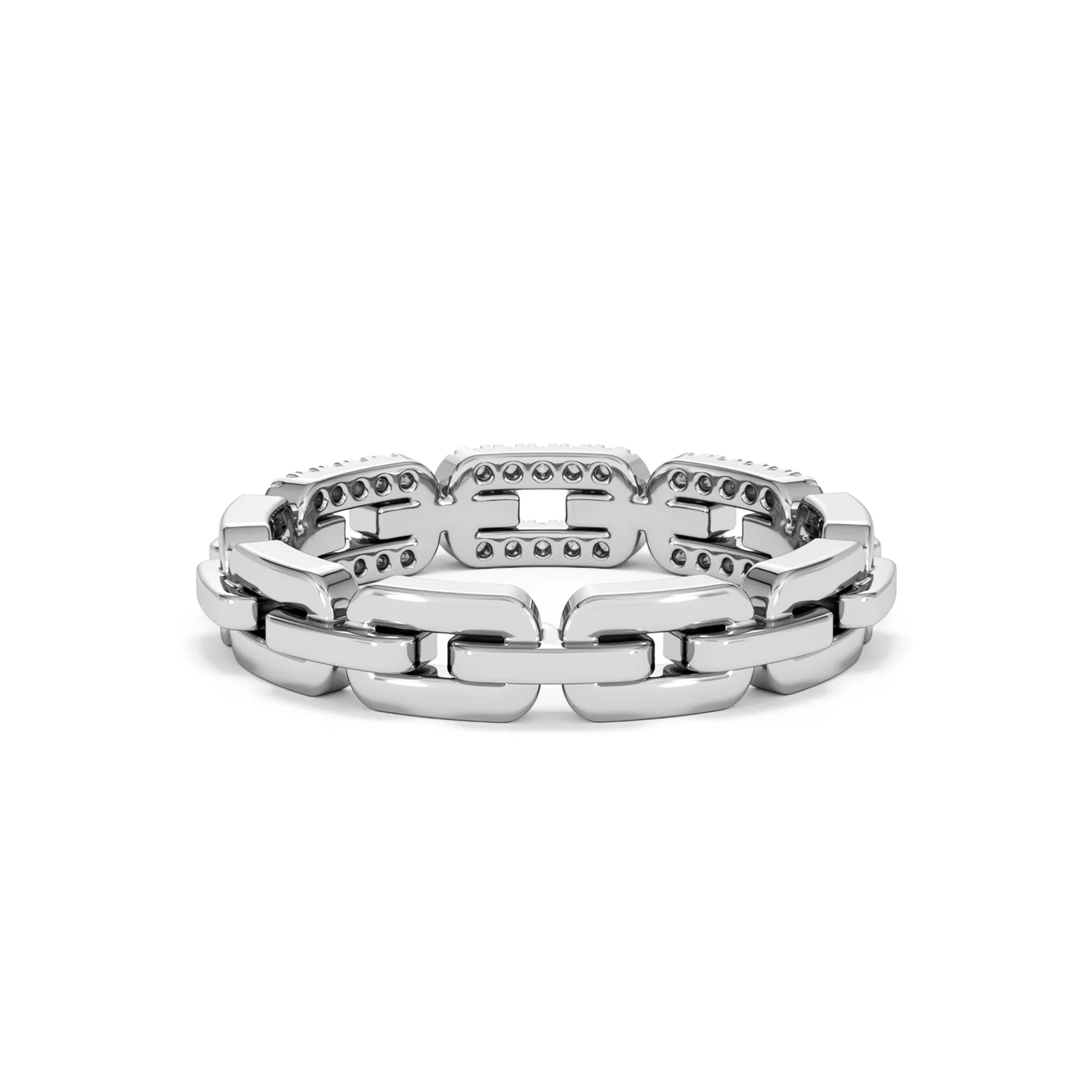 Lab Diamond Chain Link Ring 0.14ct in 925 Silver - Image 51