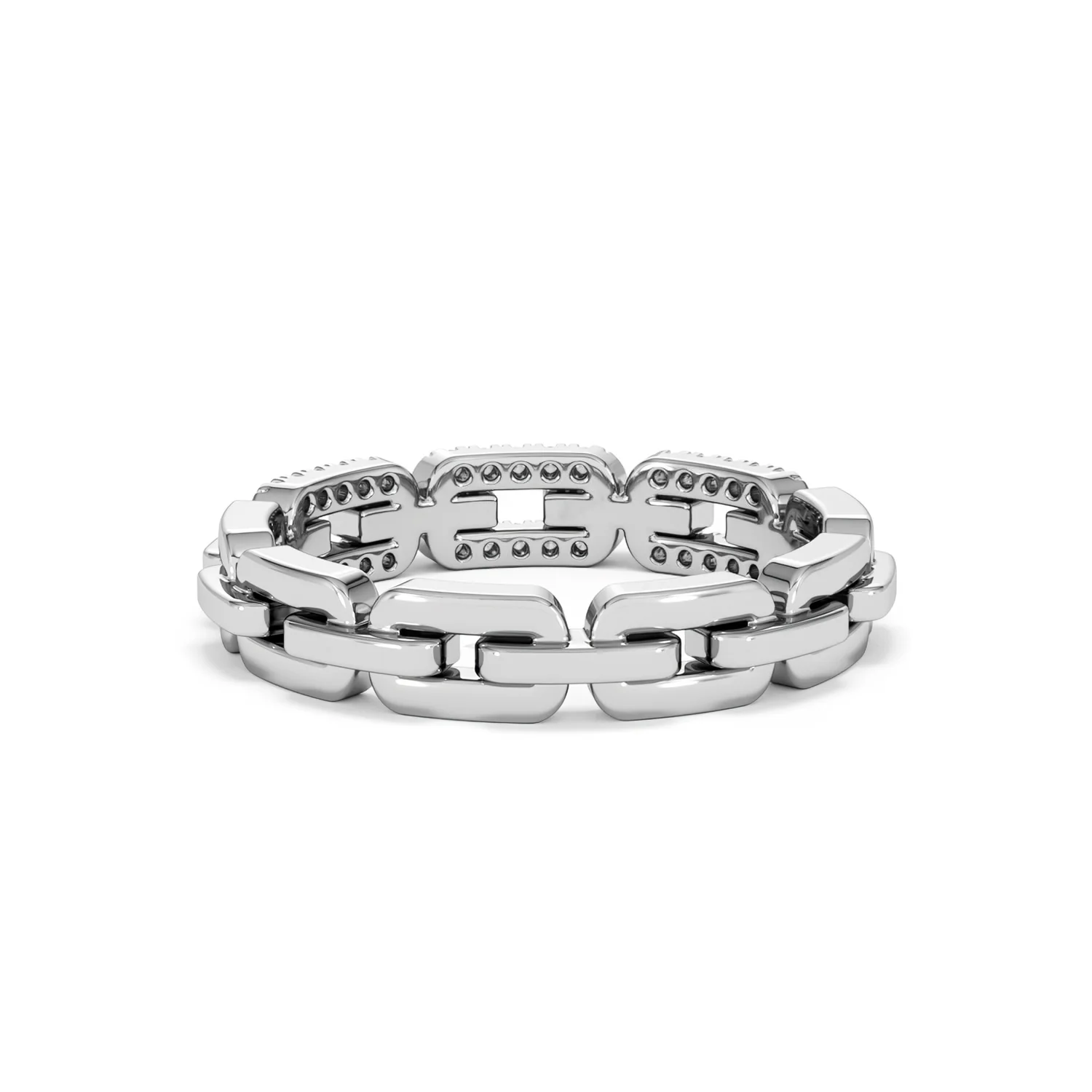 Lab Diamond Chain Link Ring 0.14ct in 925 Silver - Image 52