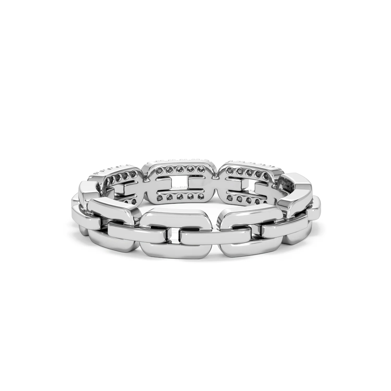Lab Diamond Chain Link Ring 0.14ct in 925 Silver - Image 53