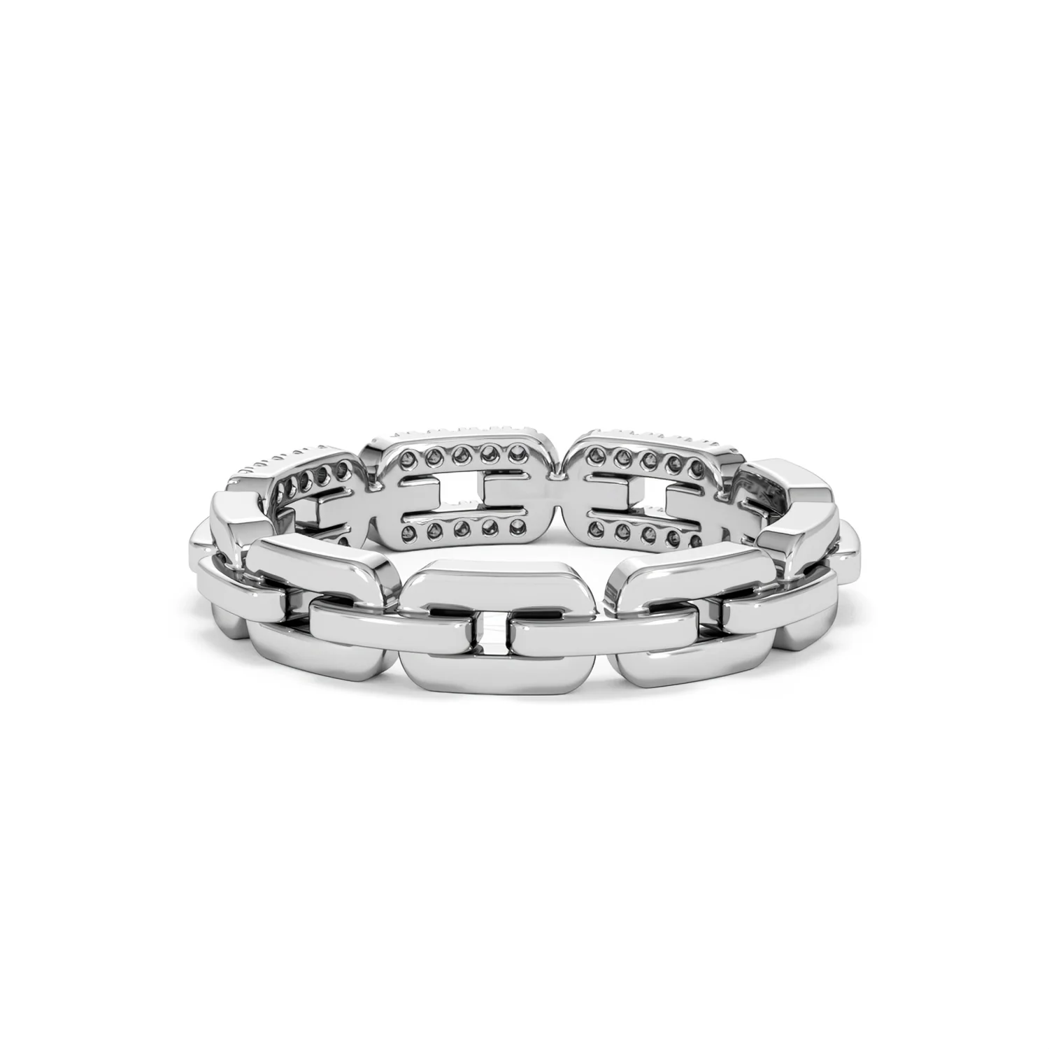 Lab Diamond Chain Link Ring 0.14ct in 925 Silver - Image 54