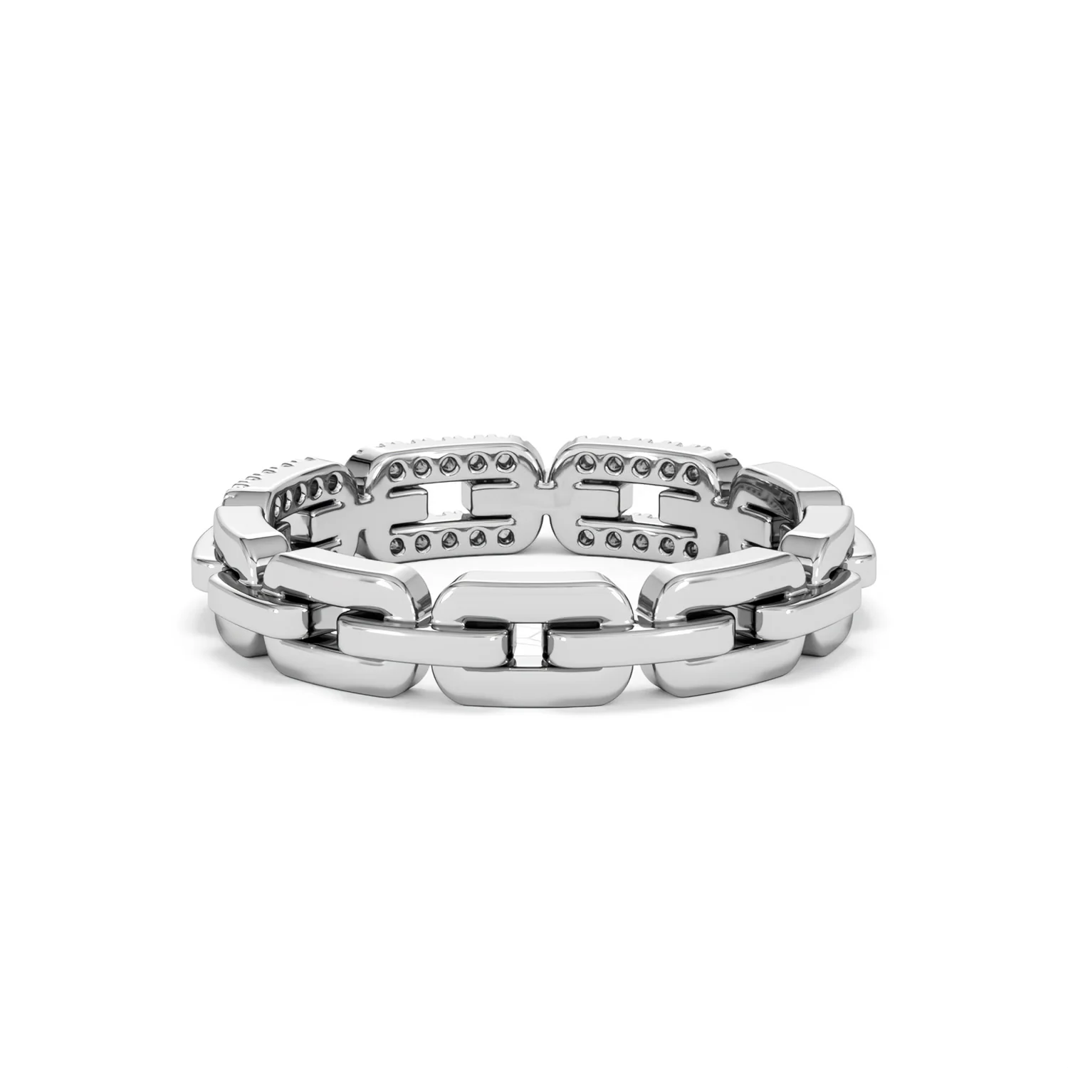Lab Diamond Chain Link Ring 0.14ct in 925 Silver - Image 55