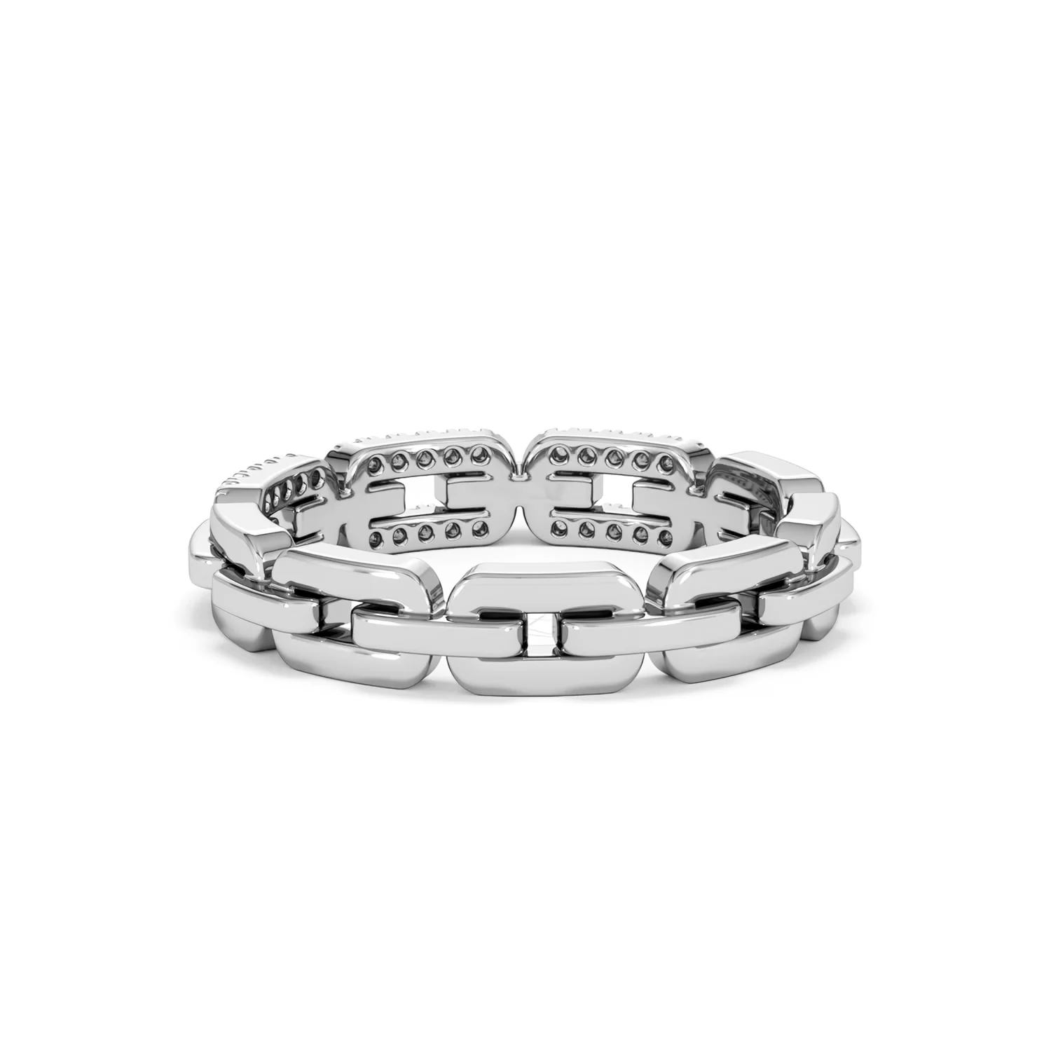 Lab Diamond Chain Link Ring 0.14ct in 925 Silver - Image 56