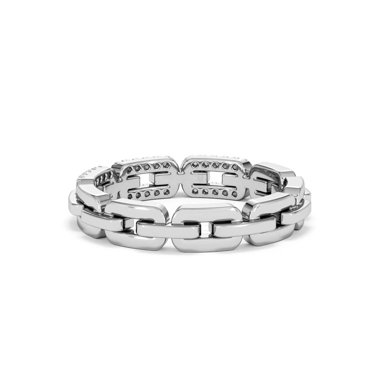 Lab Diamond Chain Link Ring 0.14ct in 925 Silver - Image 57