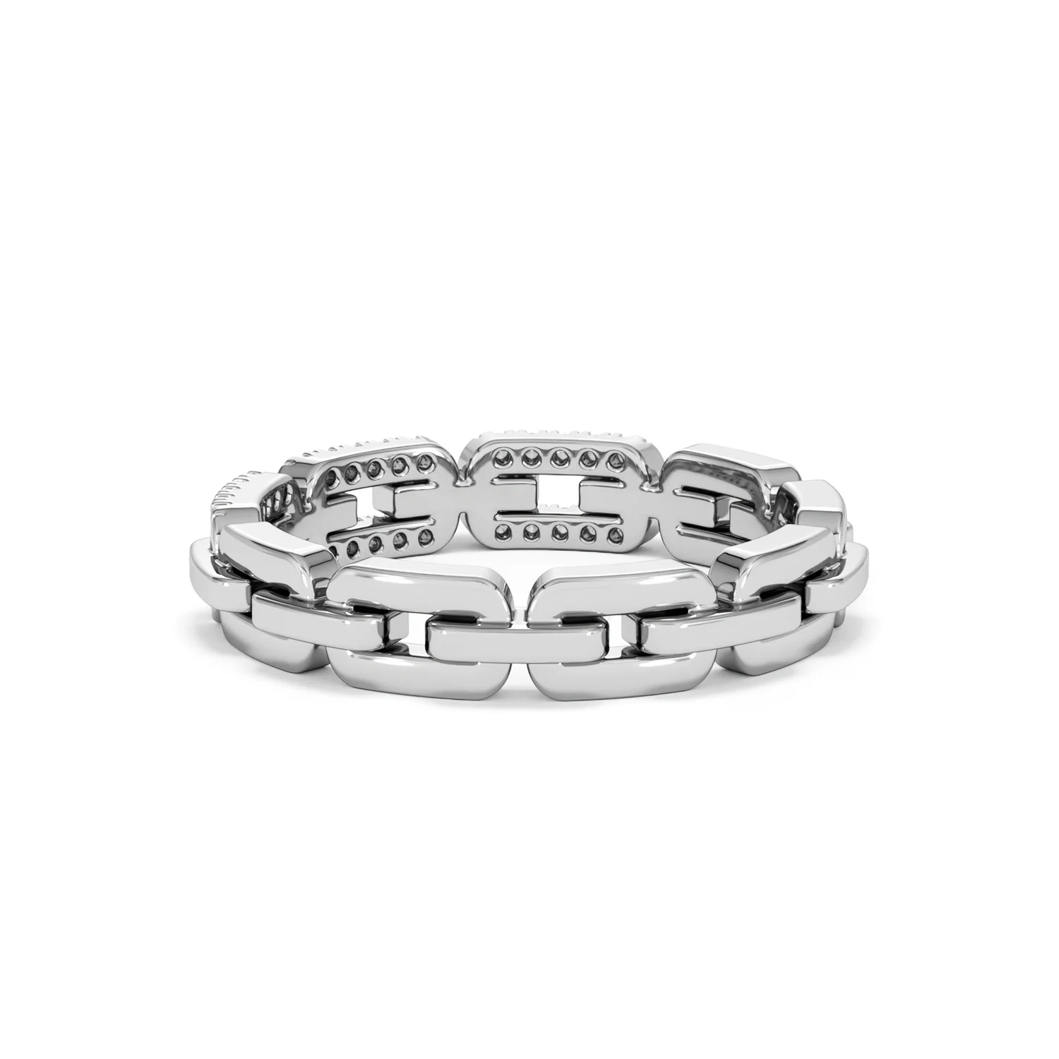 Lab Diamond Chain Link Ring 0.14ct in 925 Silver - Image 59