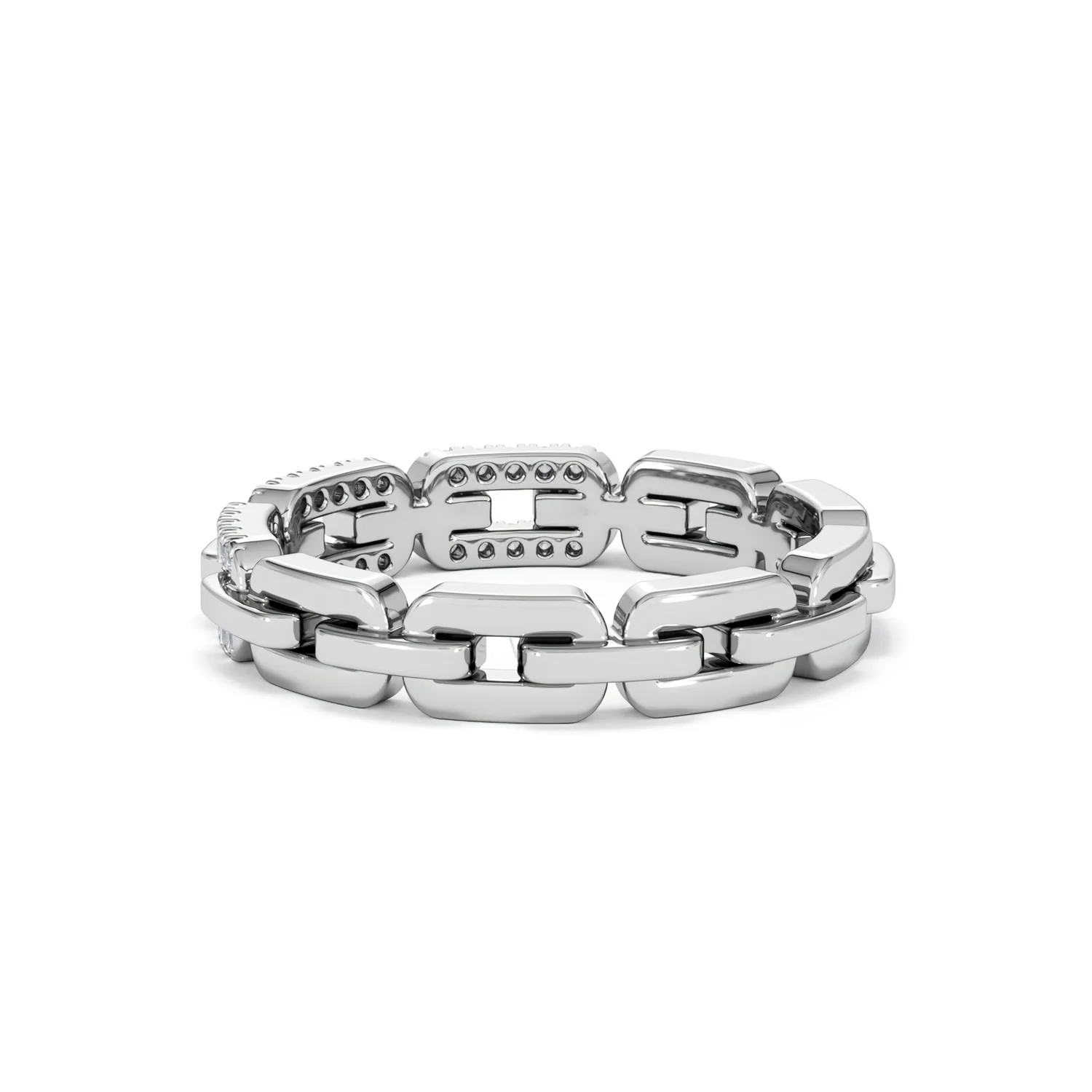 Lab Diamond Chain Link Ring 0.14ct in 925 Silver - Image 62