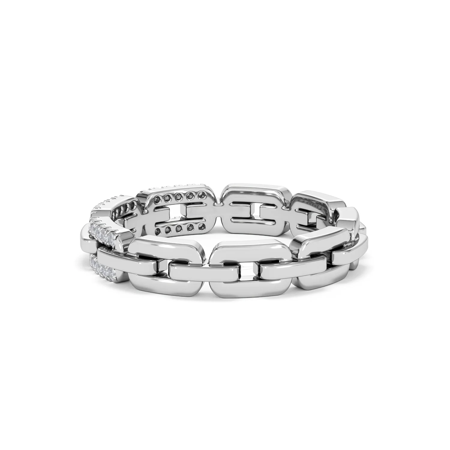 Lab Diamond Chain Link Ring 0.14ct in 925 Silver - Image 66