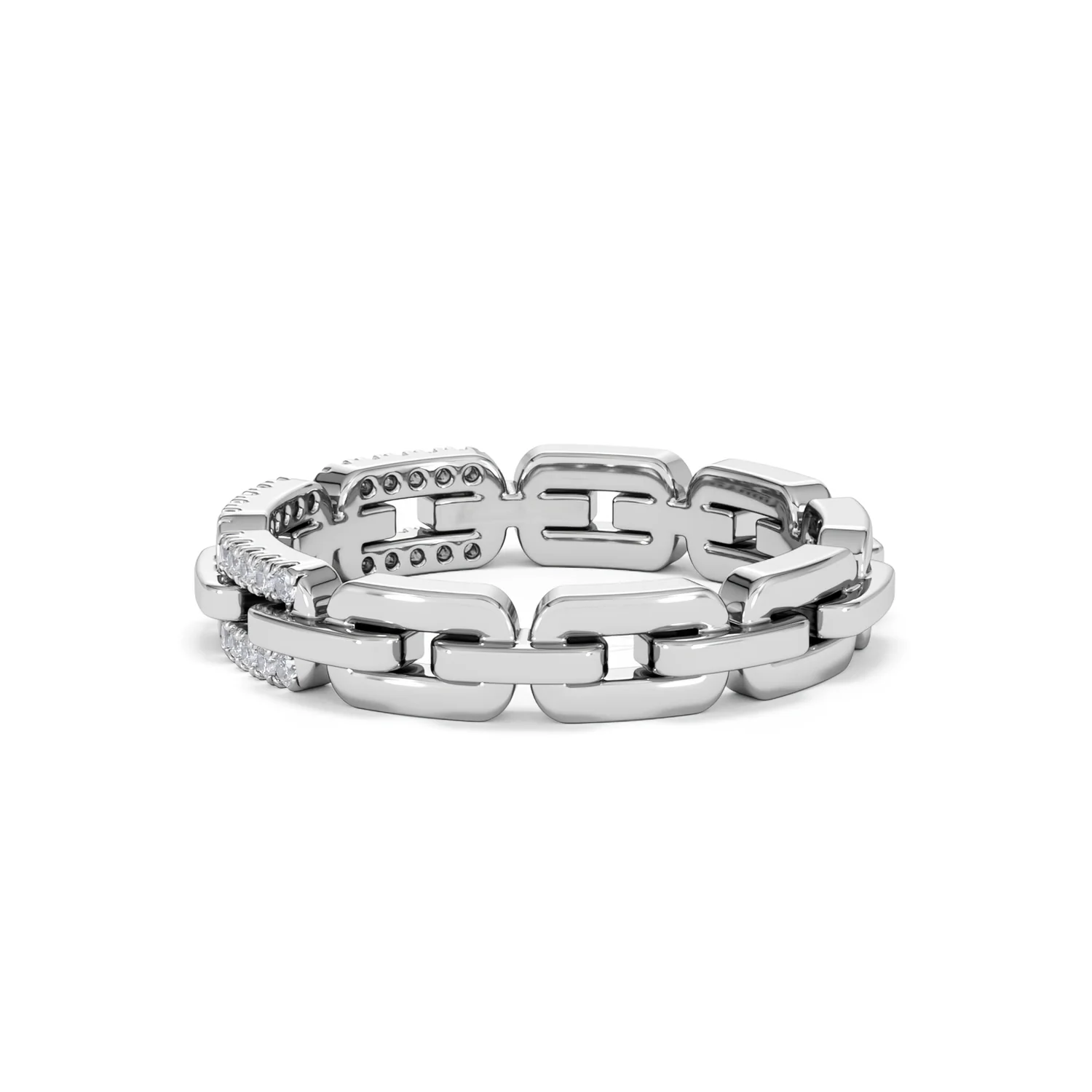 Lab Diamond Chain Link Ring 0.14ct in 925 Silver - Image 67