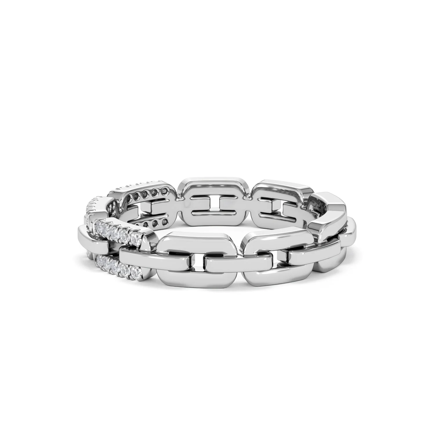 Lab Diamond Chain Link Ring 0.14ct in 925 Silver - Image 70