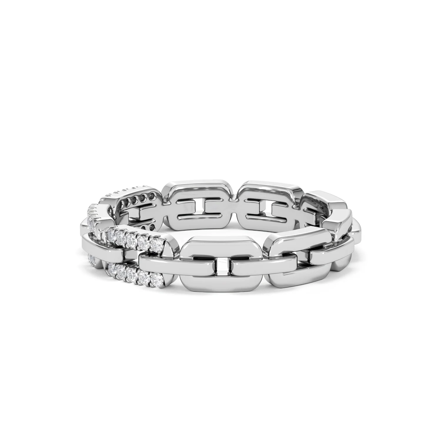 Lab Diamond Chain Link Ring 0.14ct in 925 Silver - Image 72