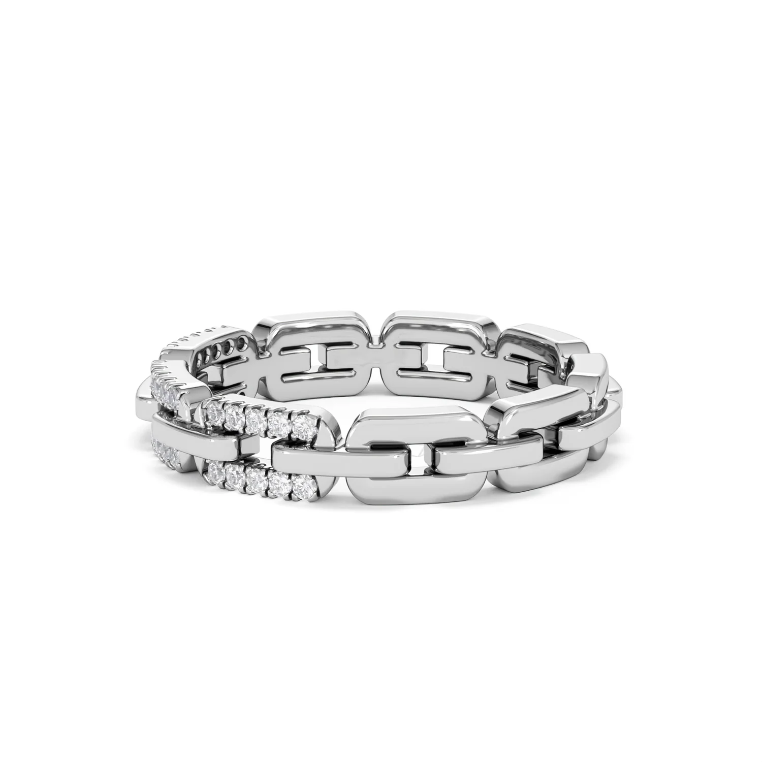 Lab Diamond Chain Link Ring 0.14ct in 925 Silver - Image 74