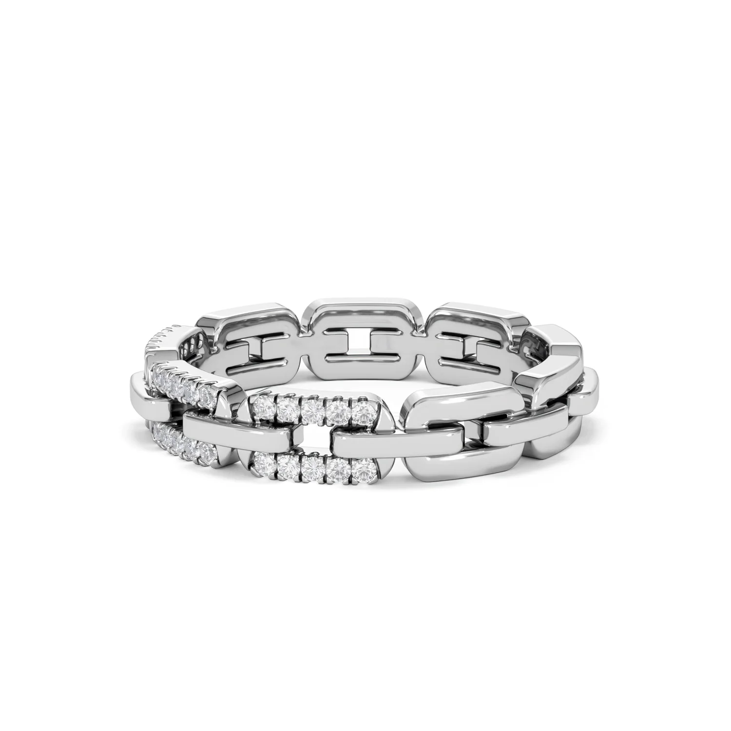 Lab Diamond Chain Link Ring 0.14ct in 925 Silver - Image 78
