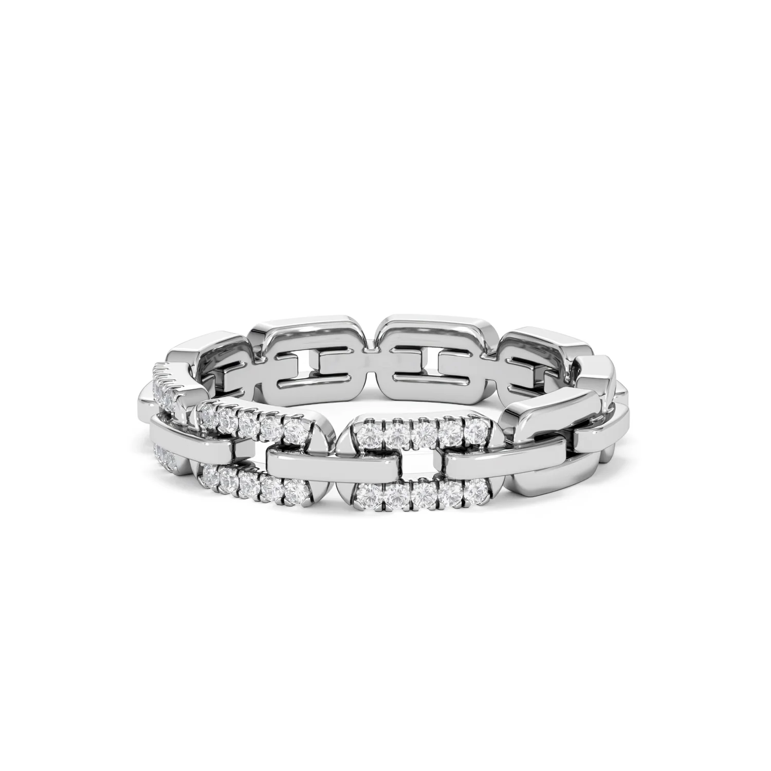 Lab Diamond Chain Link Ring 0.14ct in 925 Silver - Image 83