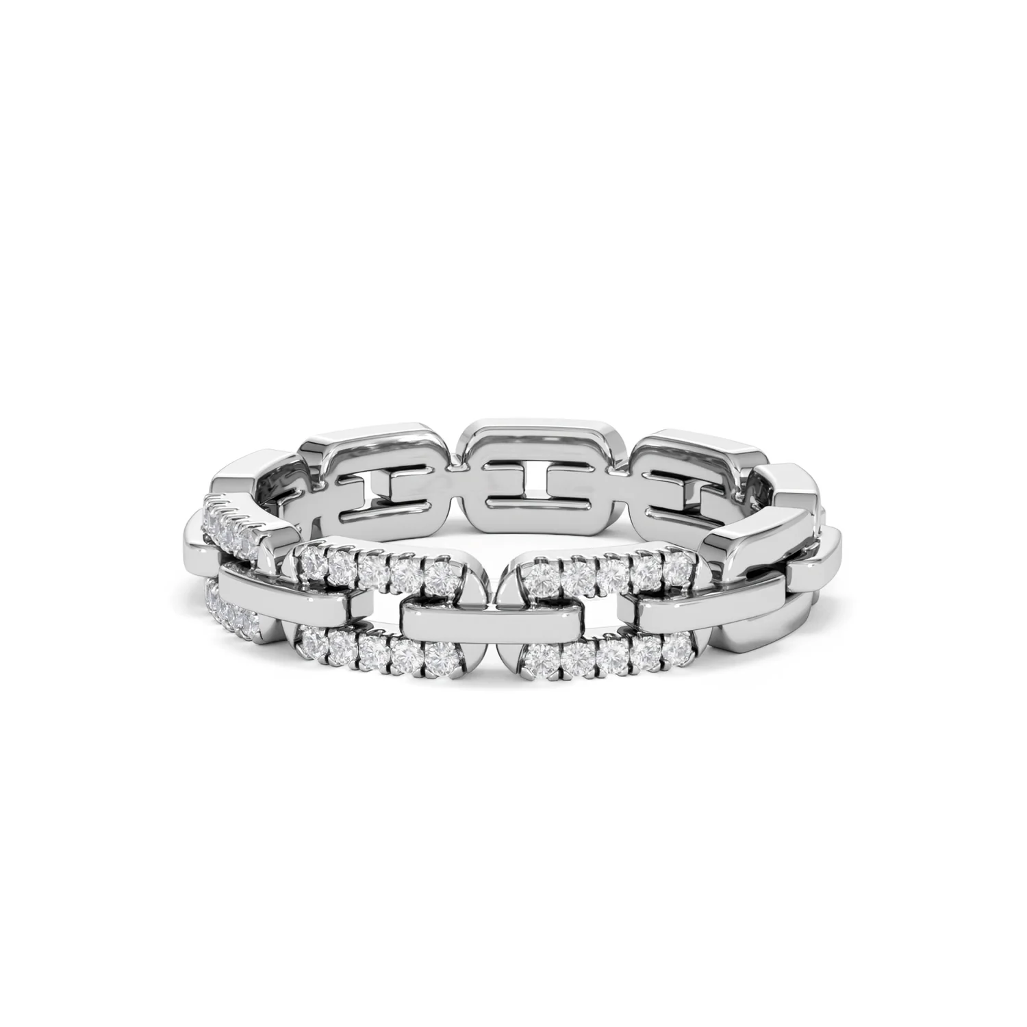 Lab Diamond Chain Link Ring 0.14ct in 925 Silver - Image 85