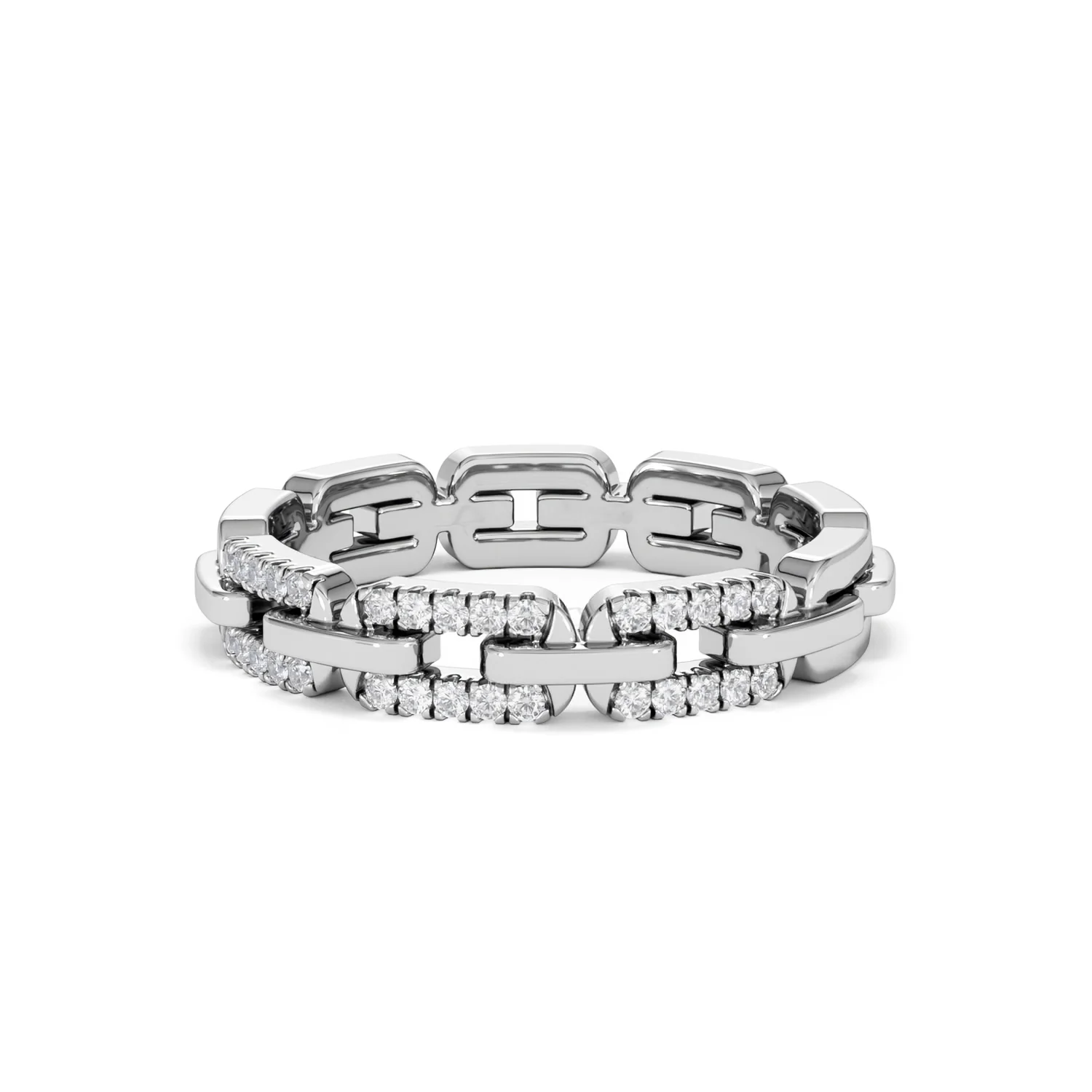 Lab Diamond Chain Link Ring 0.14ct in 925 Silver - Image 87
