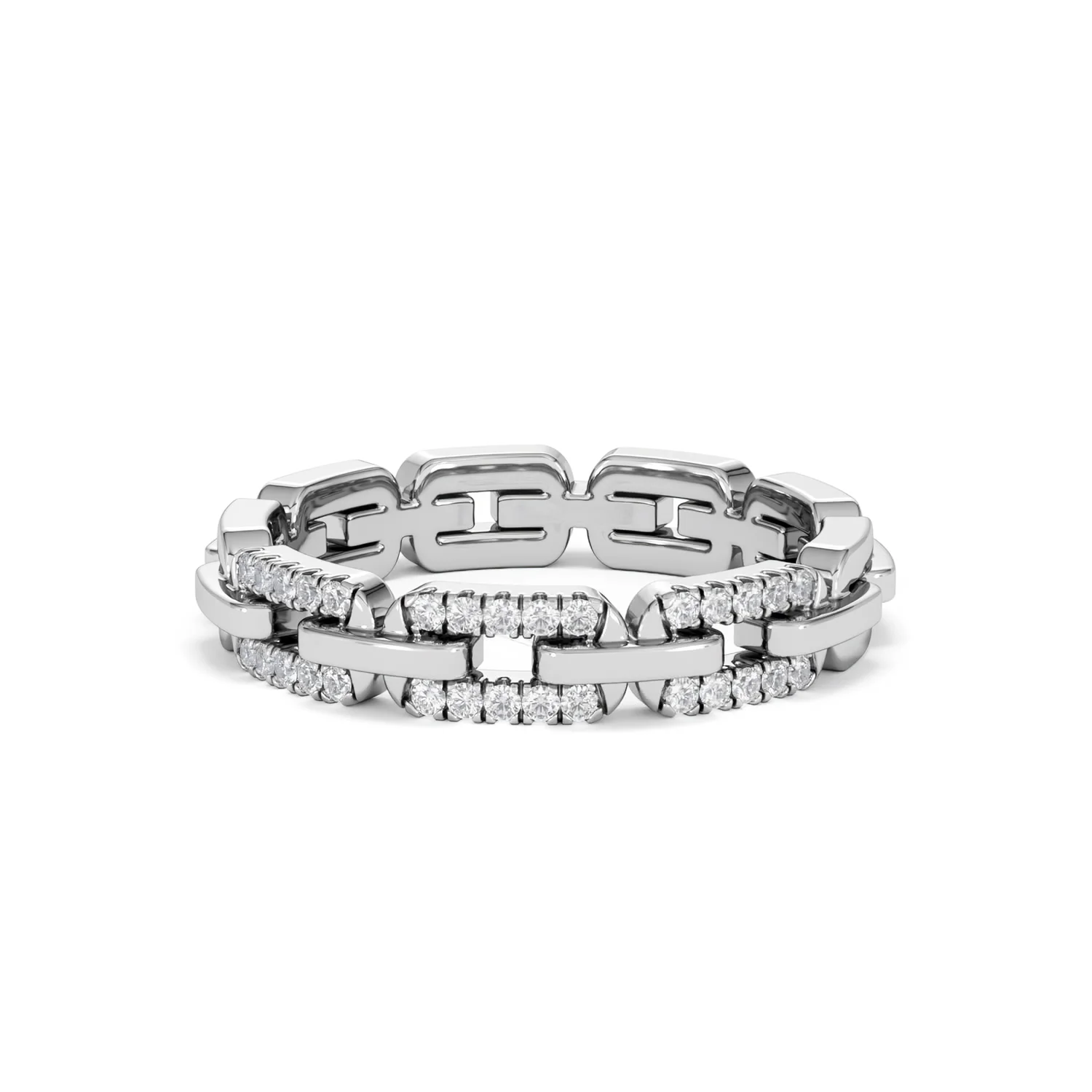 Lab Diamond Chain Link Ring 0.14ct in 925 Silver - Image 89
