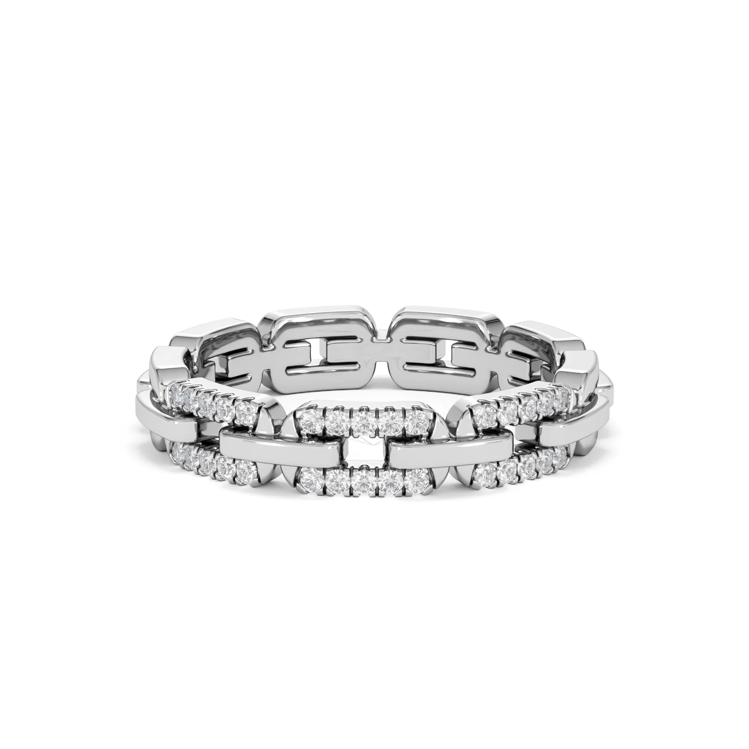 Lab Diamond Chain Link Ring 0.14ct in 925 Silver - Image 90