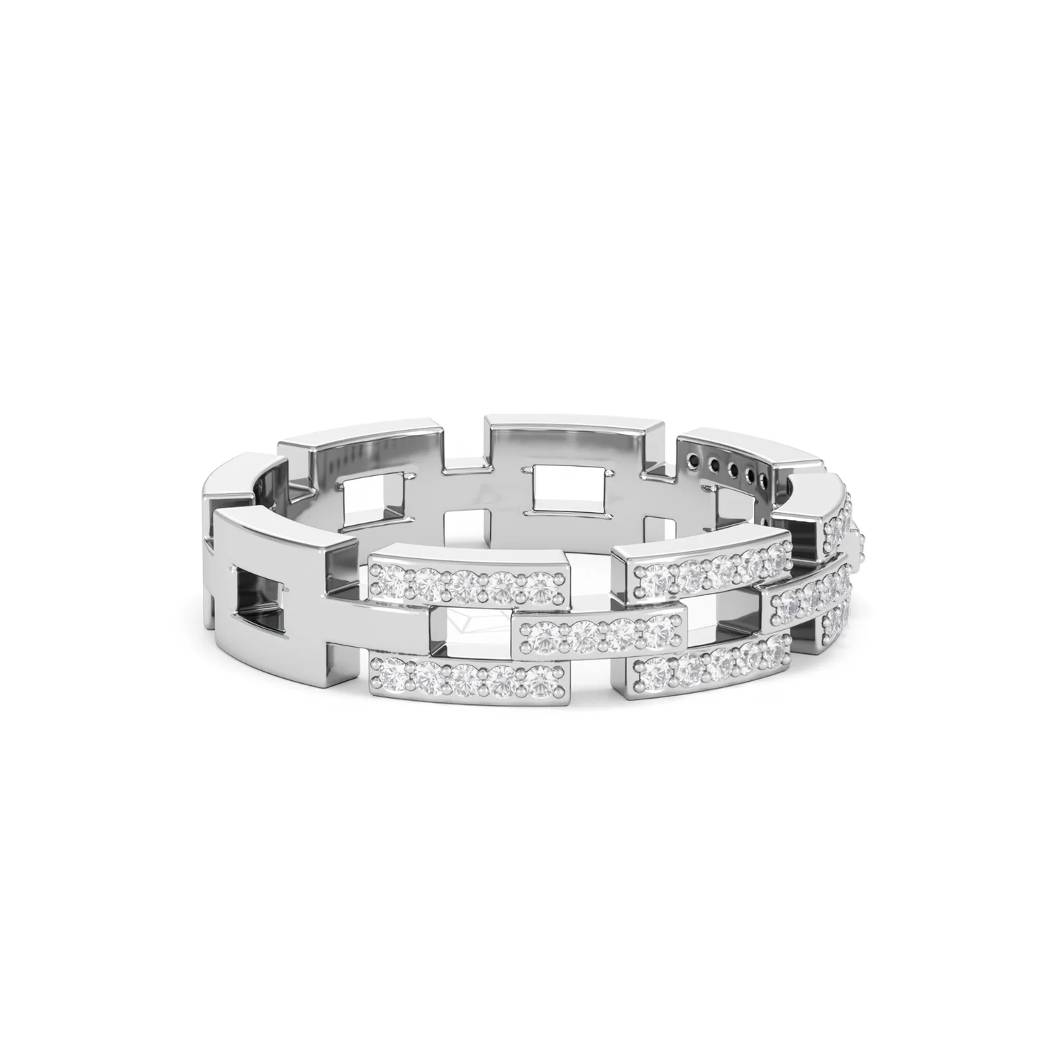 Lab Diamond Chain Link Ring 0.24ct in 925 Silver - Image 24