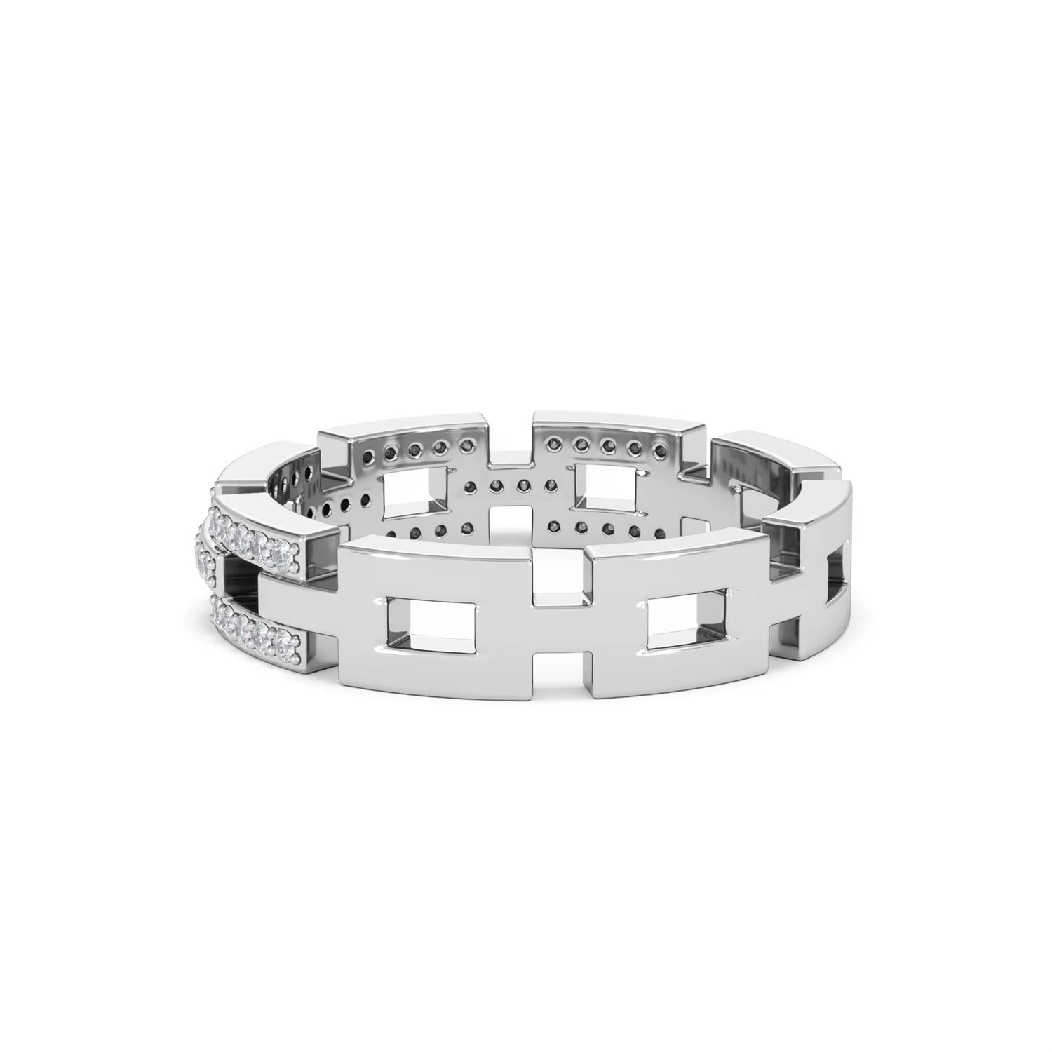 Lab Diamond Chain Link Ring 0.24ct in 925 Silver - Image 62