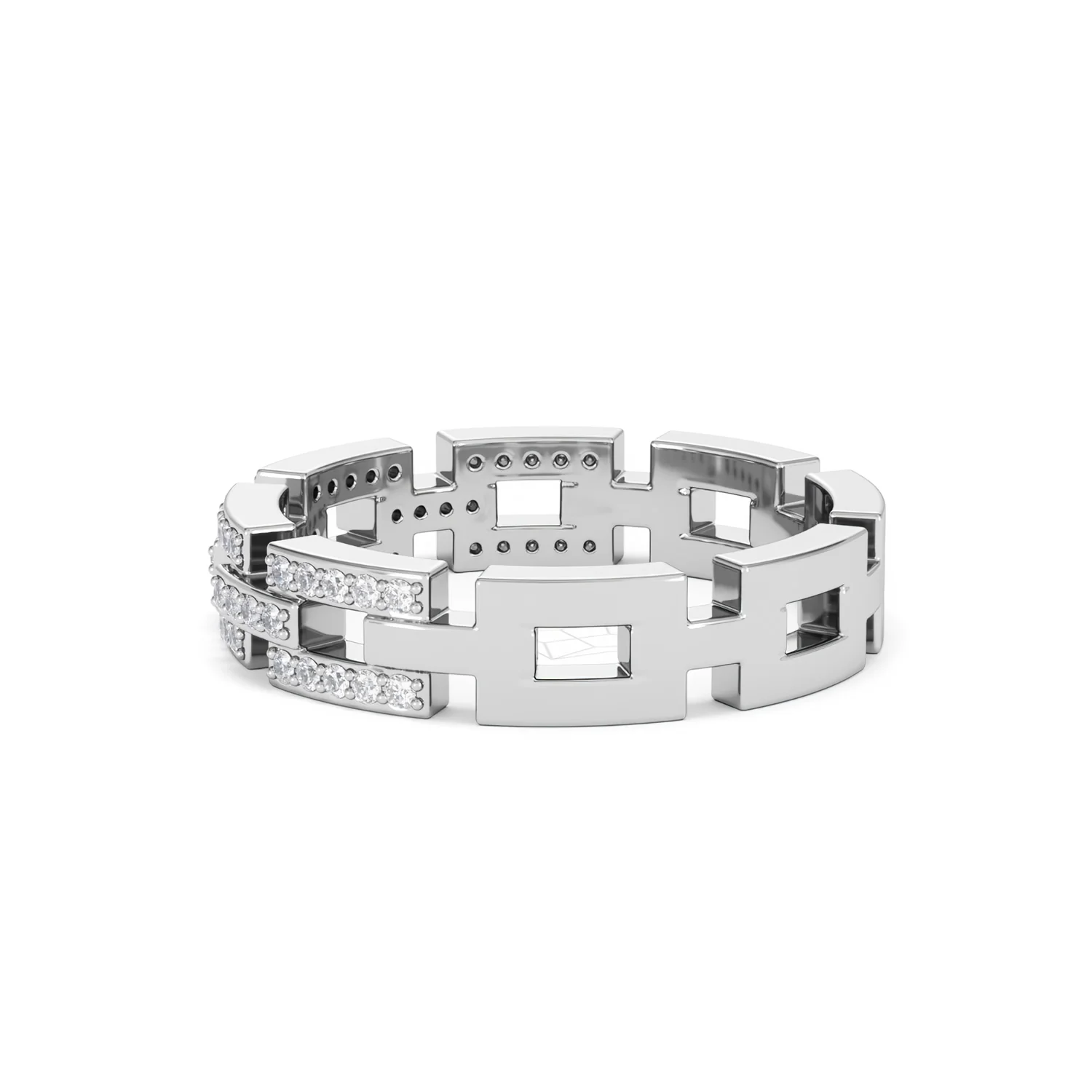 Lab Diamond Chain Link Ring 0.24ct in 925 Silver - Image 67