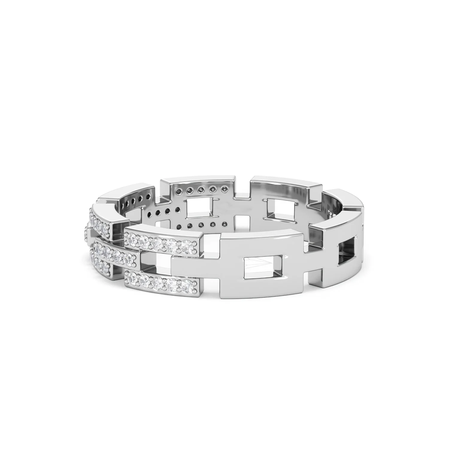 Lab Diamond Chain Link Ring 0.24ct in 925 Silver - Image 69