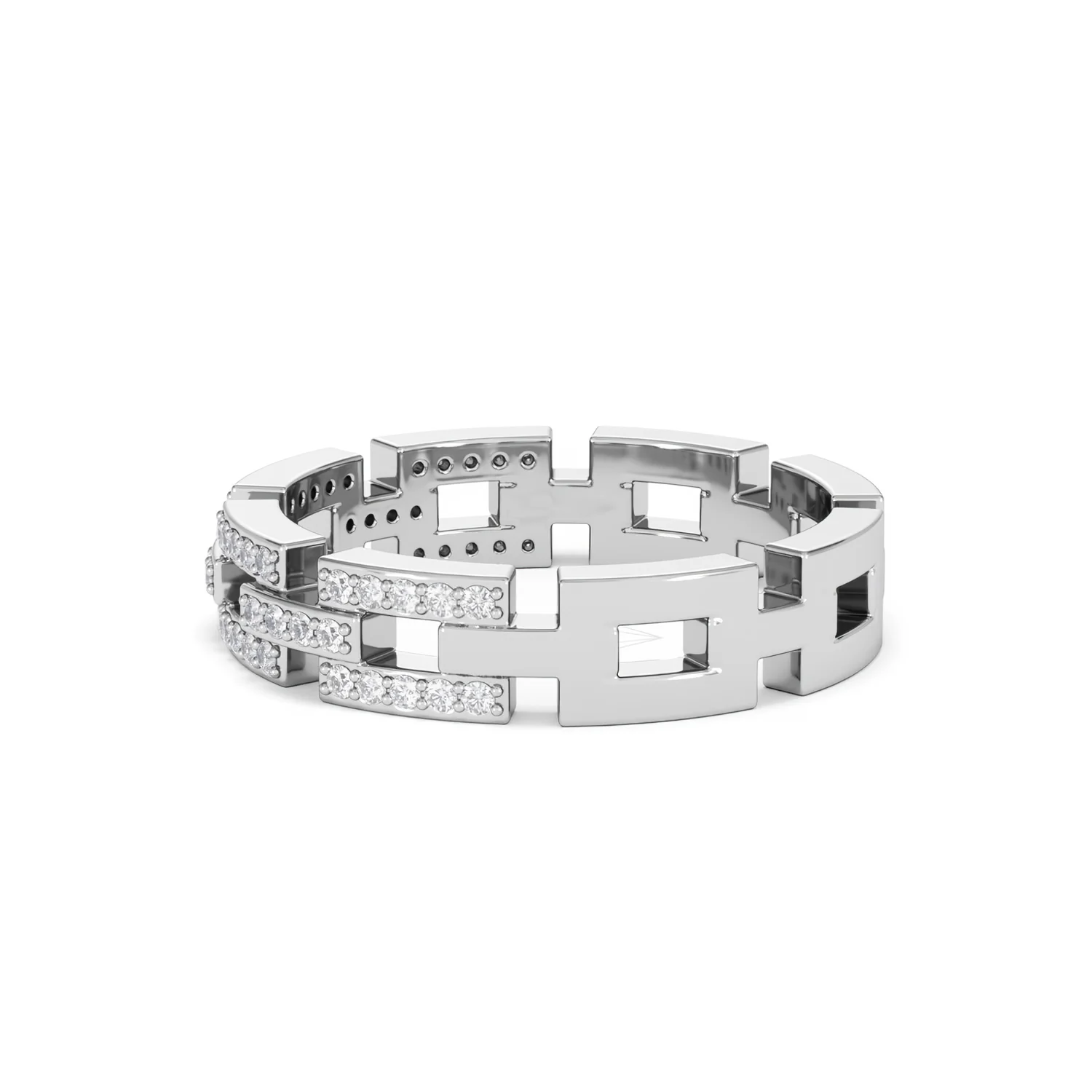 Lab Diamond Chain Link Ring 0.24ct in 925 Silver - Image 70