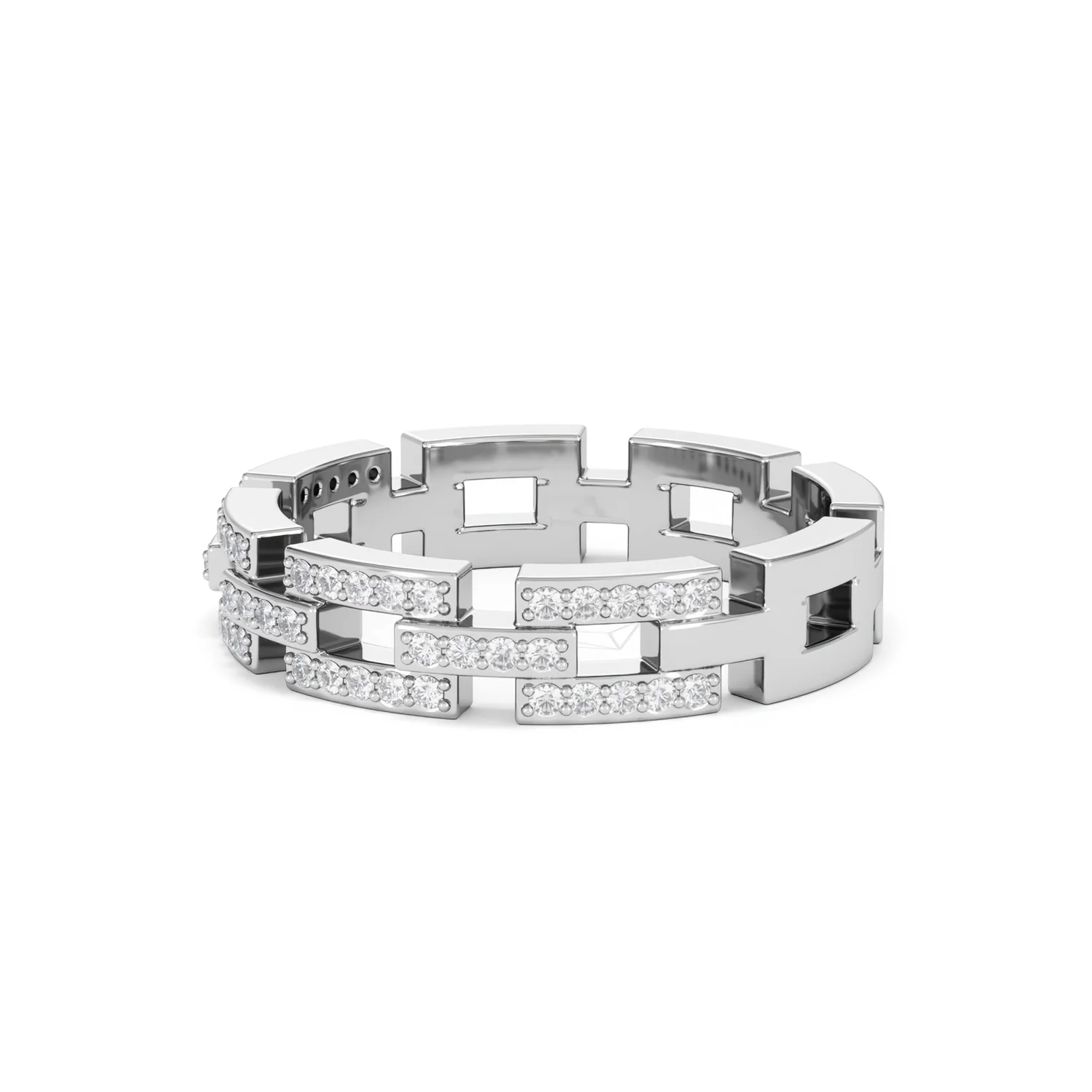 Lab Diamond Chain Link Ring 0.24ct in 925 Silver - Image 78