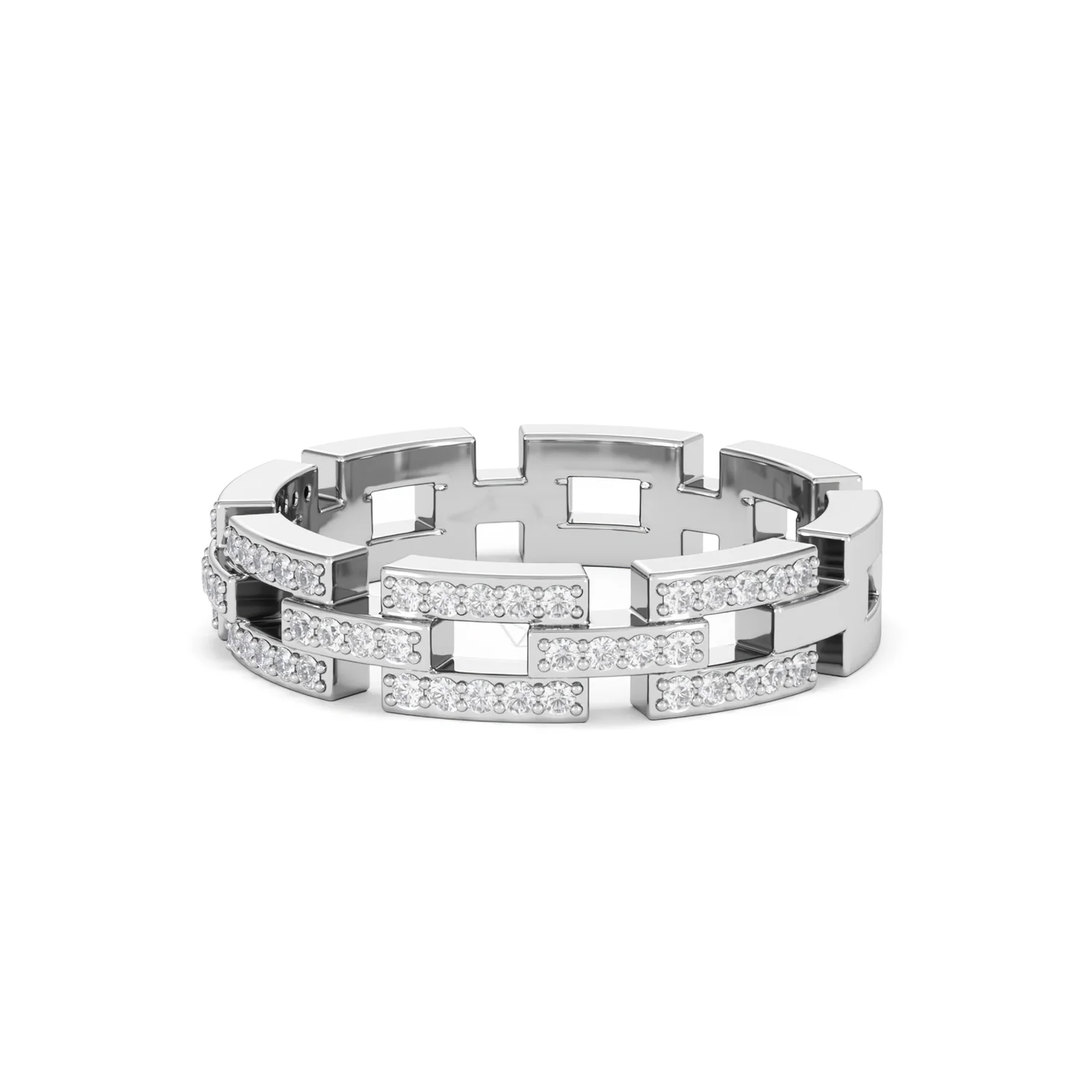 Lab Diamond Chain Link Ring 0.24ct in 925 Silver - Image 83