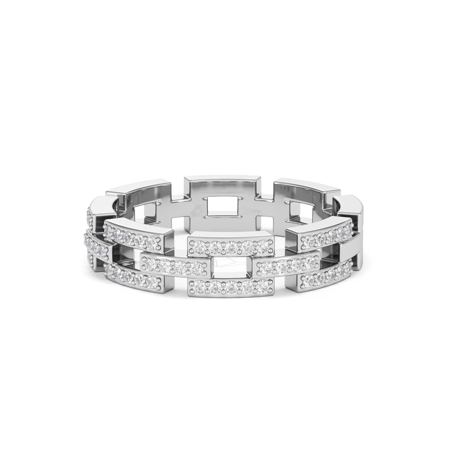 Lab Diamond Chain Link Ring 0.24ct in 925 Silver - Image 86