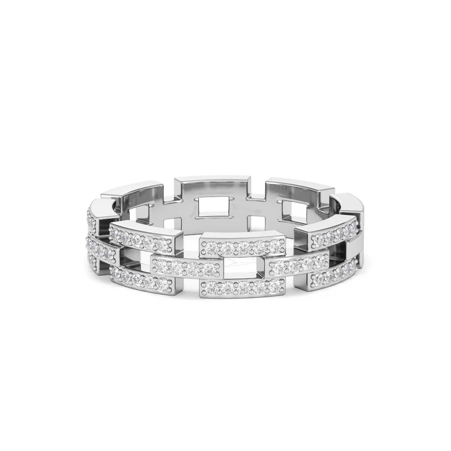 Lab Diamond Chain Link Ring 0.24ct in 925 Silver - Image 87