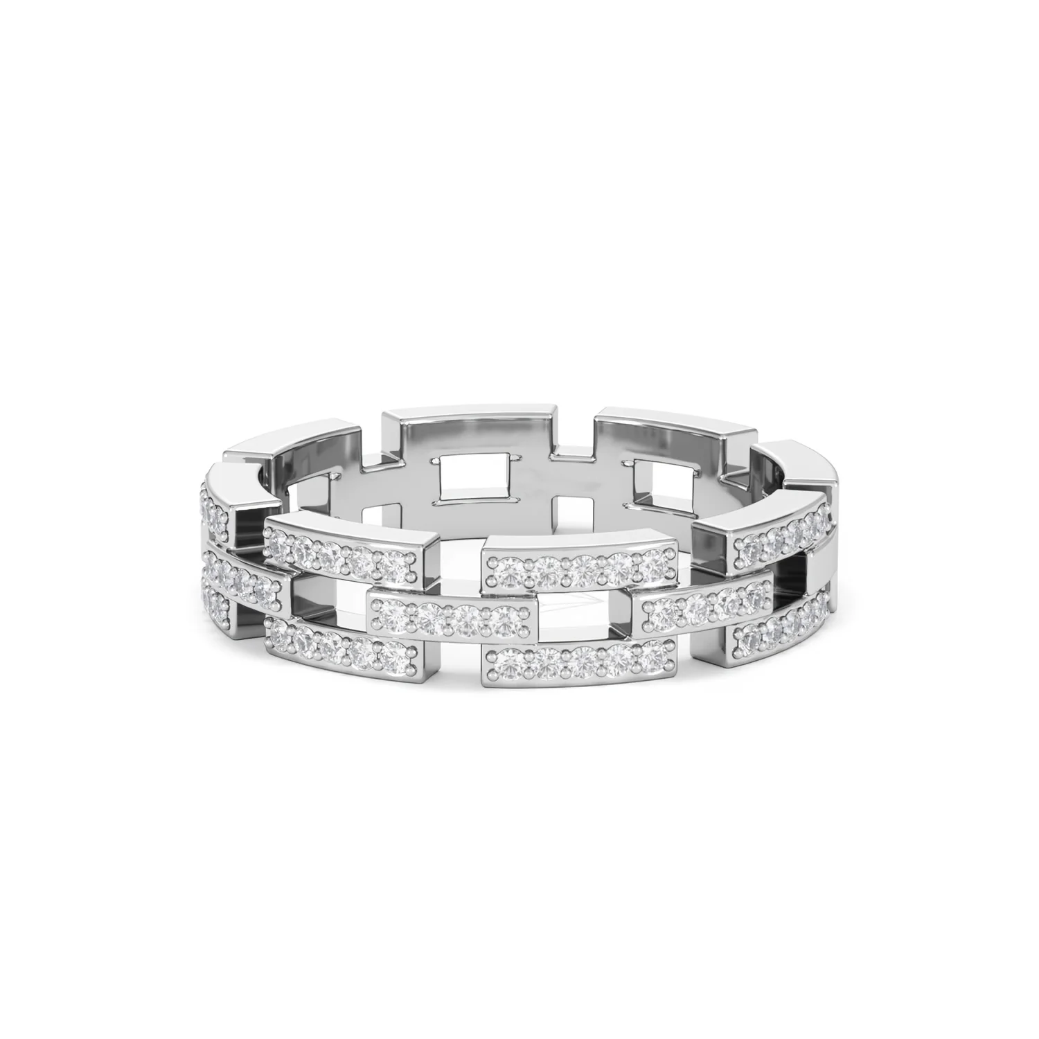 Lab Diamond Chain Link Ring 0.24ct in 925 Silver - Image 88