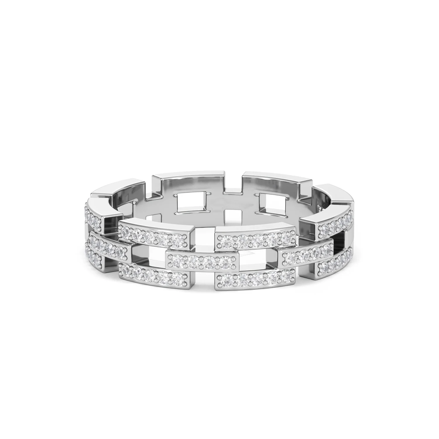 Lab Diamond Chain Link Ring 0.24ct in 925 Silver - Image 89