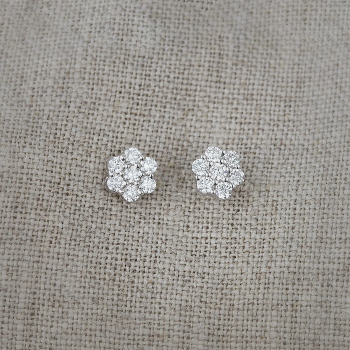 Lab Diamond Cluster Earrings 0.50ct H/SI Quality set in 9K White Gold - Image 5