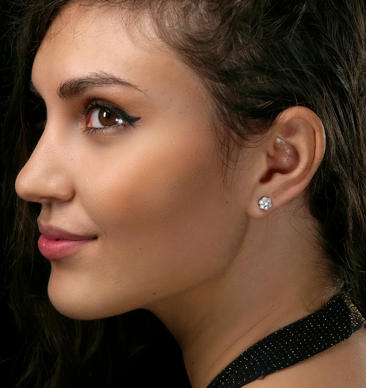 Lab Diamond Cluster Flower Earrings 0.25ct set in 9K White Gold - Image 3