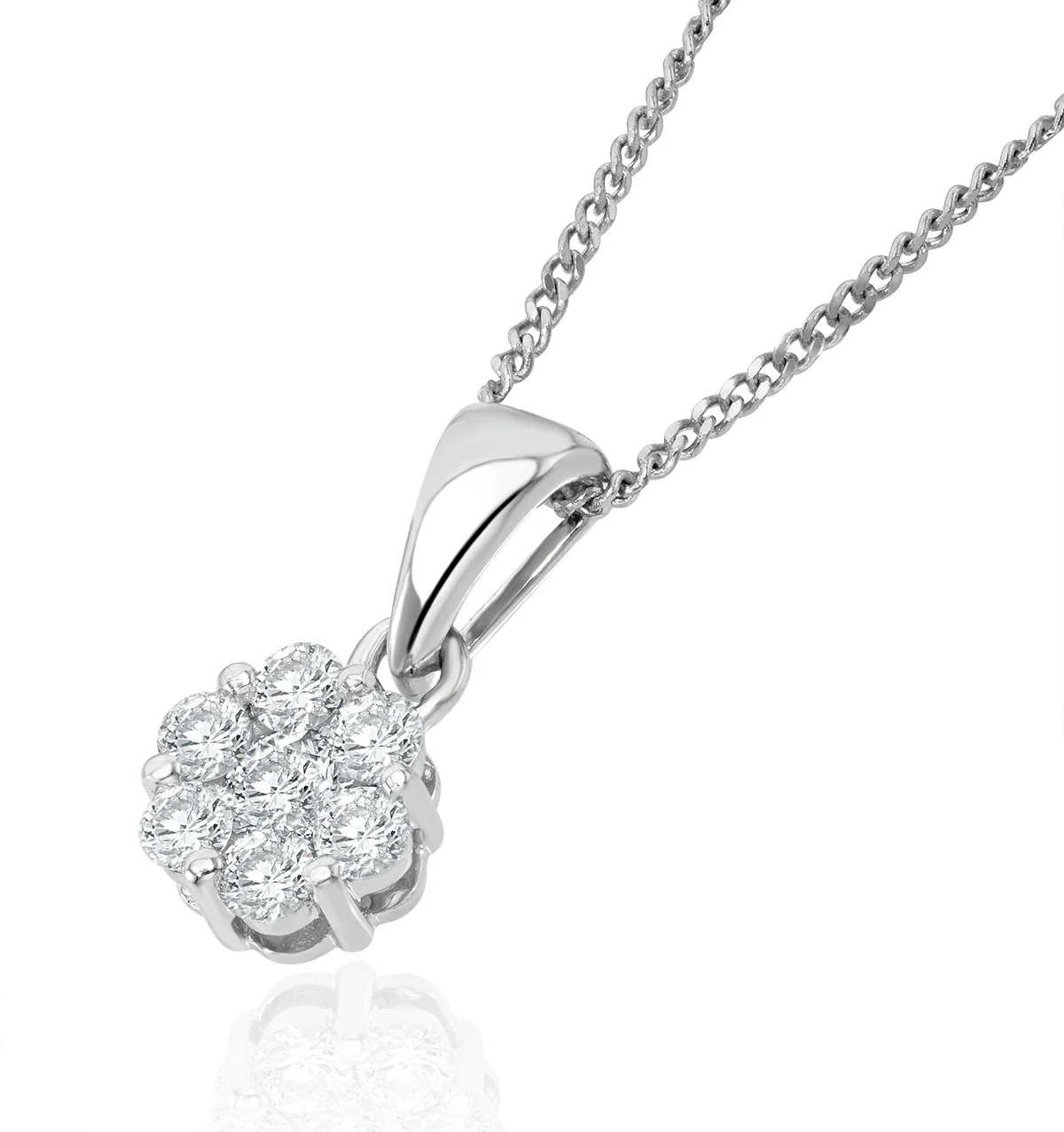 Lab Diamond Cluster Pendant Necklace 0.25ct H/Si in 9K White Gold - Image 2