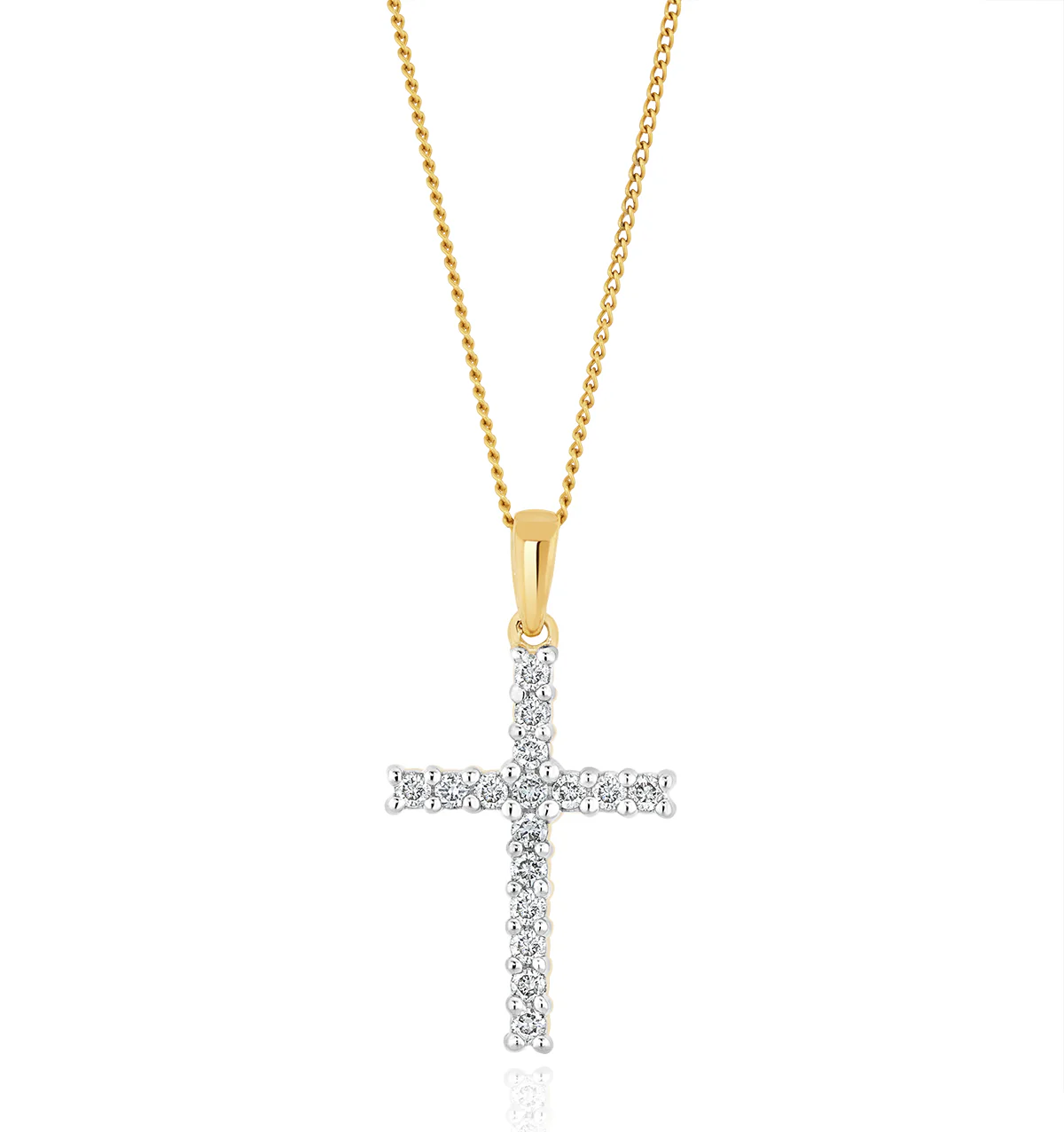 Lab Diamond Cross Pendant Necklace Claw Set 0.25ct H/Si in 9K Gold - Image 4