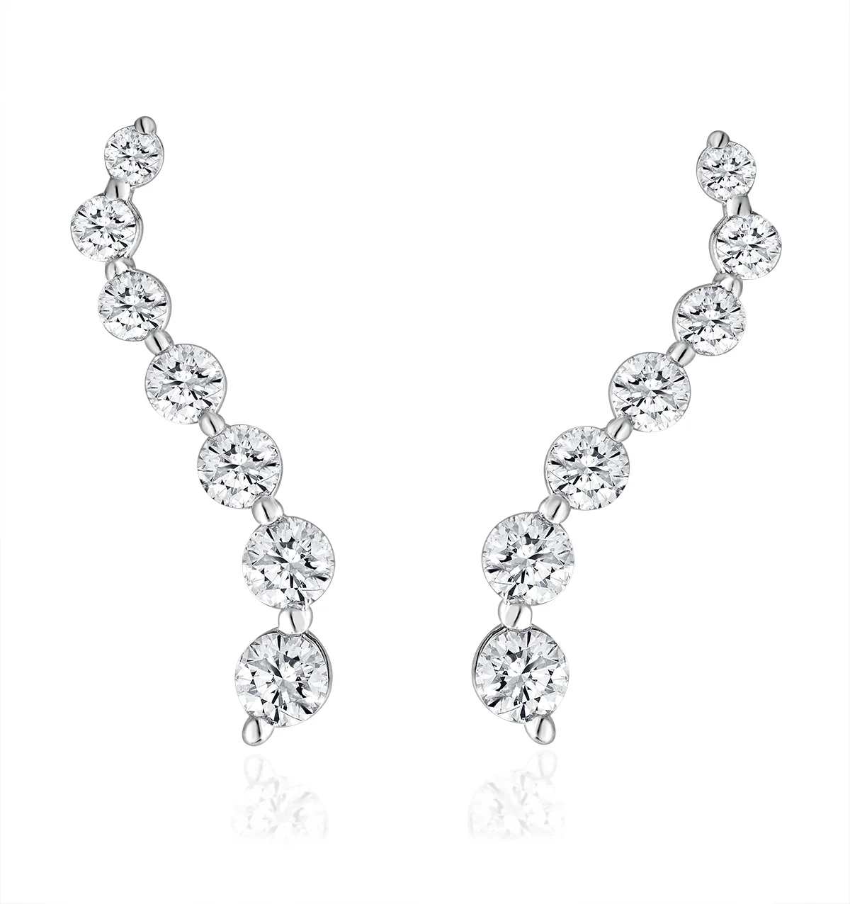 Lab Diamond Ear Climber Life Journey Earrings 1.00ct H/Si 9KW Gold