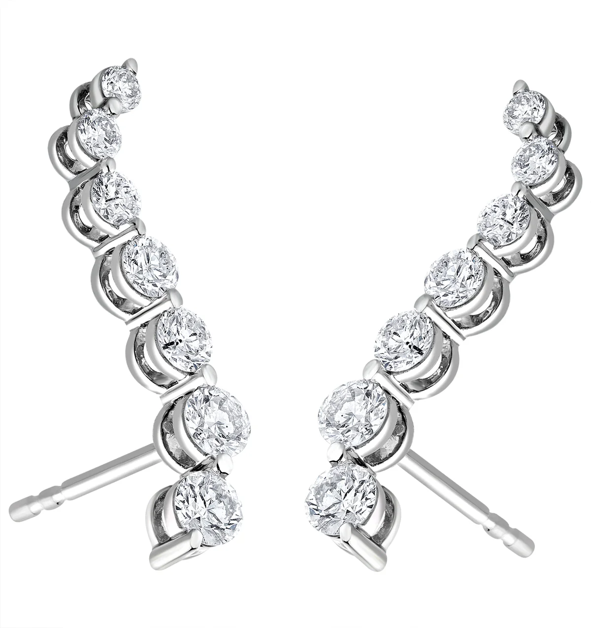 Lab Diamond Ear Climber Life Journey Earrings 1.00ct H/Si 9KW Gold - Image 3